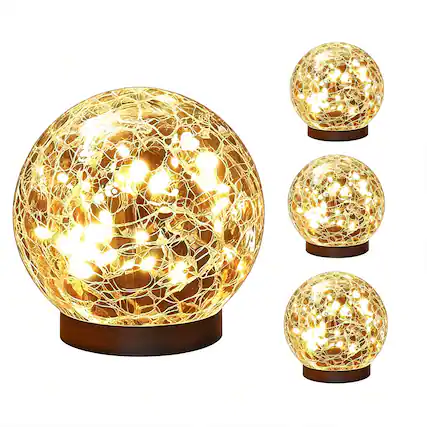 Front. COWIN - Solar Globe Lights 4 Pack Glass Ball Lights Outdoor Waterproof Solar Balls Lights - yellow.