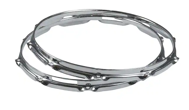Front. Gibraltar Hardware - 14" 10 Lug Triple Flange Drum Hoop, 3mm Heavy Duty Chrome Steel Rim for Snares & Toms, Die Cast Feel.