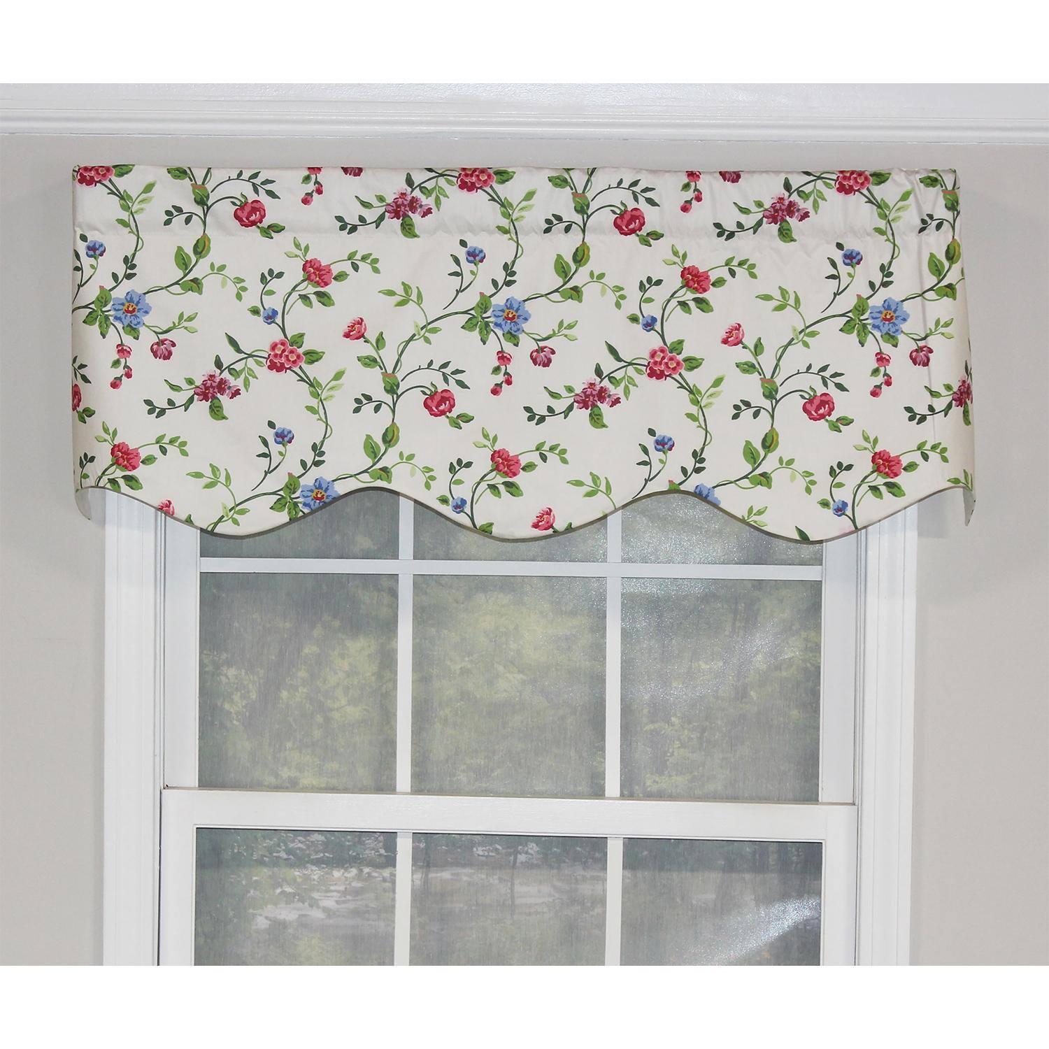 Angle. RLF Home - RLF Home English Ivy Provance 100% Cotton with Fully Lined 3" Rod Pocket Valnance for Windows 50" x 15" Spring - Spring.