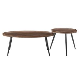 Danya B - Paxton Nesting 2 Piece Coffee Table Set - Round and Oval - Walnut - Walnut, Black