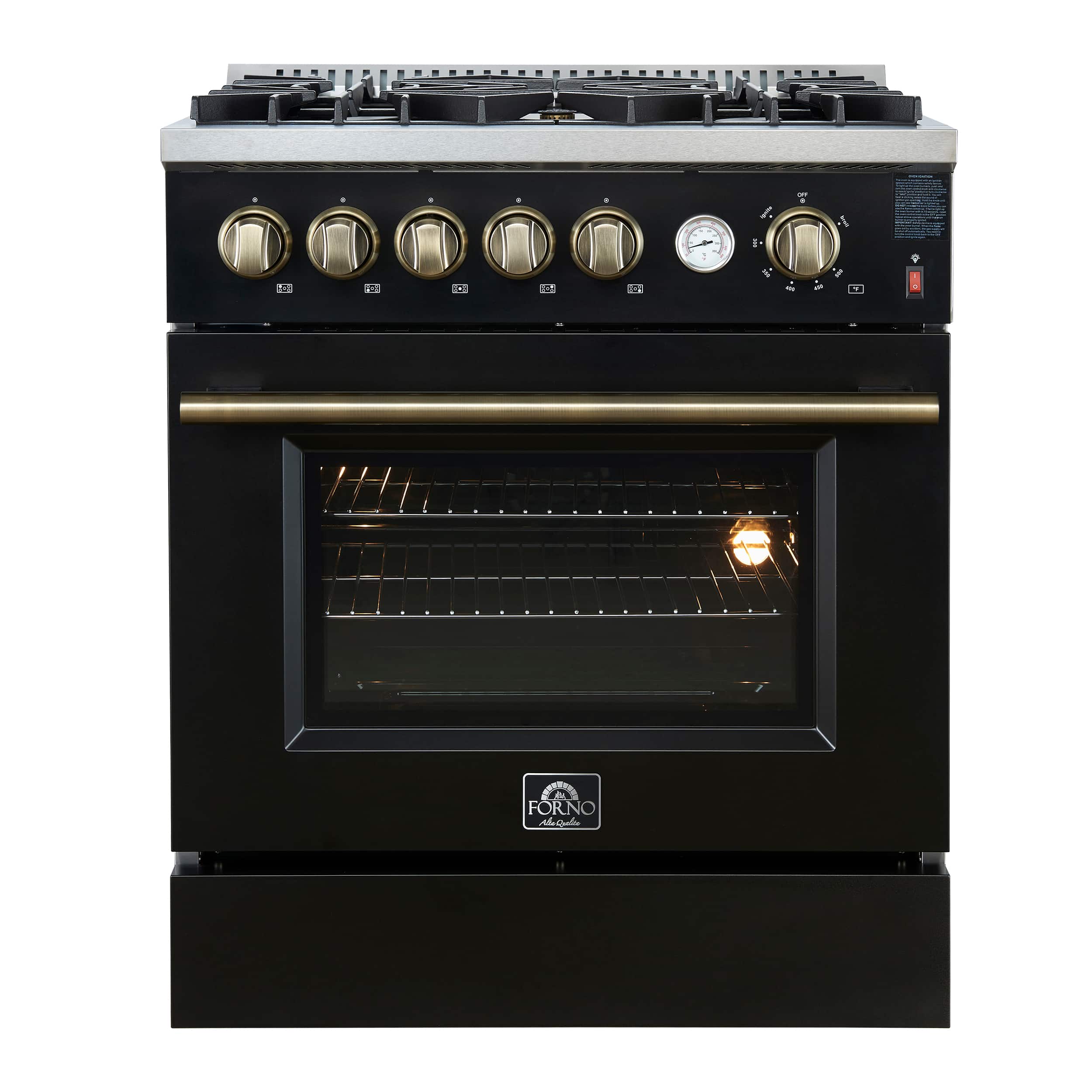 Forno Appliances - Giovanni 4.32 Cu. Ft. Freestanding Gas Convection Range - Black - Front_Zoom