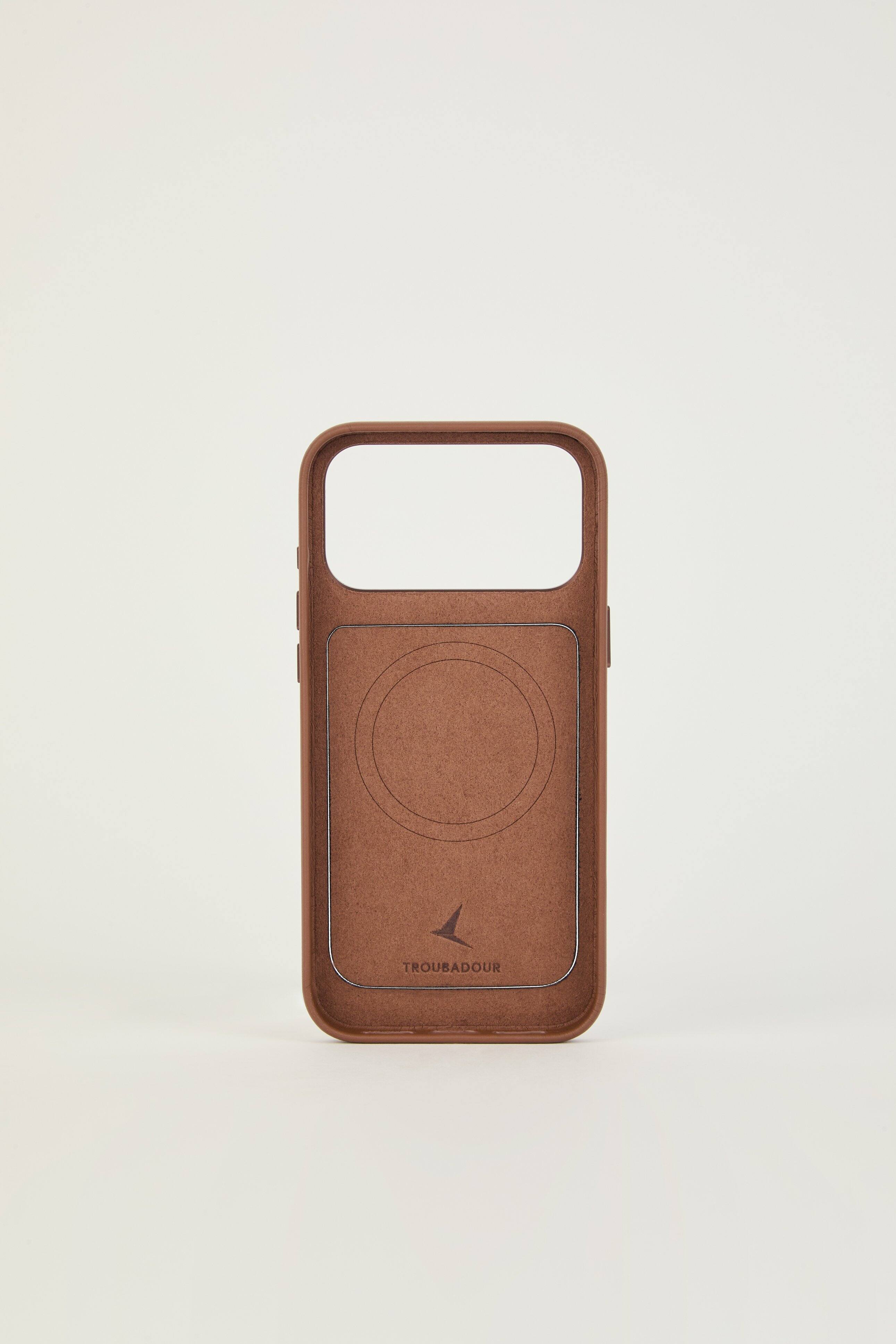 Left. Troubadour - iPhone 18 Pro Max Modular Leather Case - Tan.