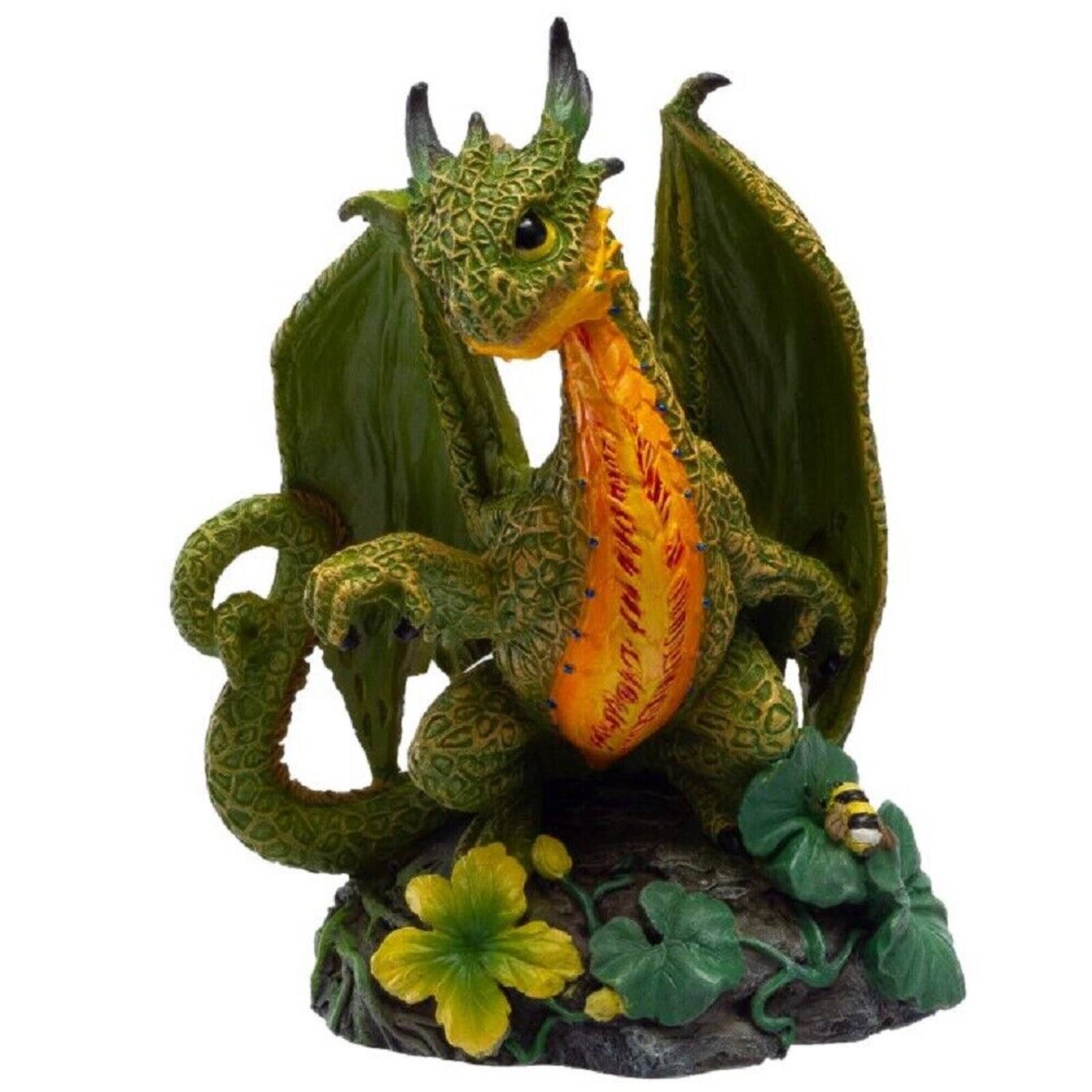 Angle. Pacific Trading - Cantaloupe Dragon Resin Figurine by Stanley Morrison 4.75 inch.