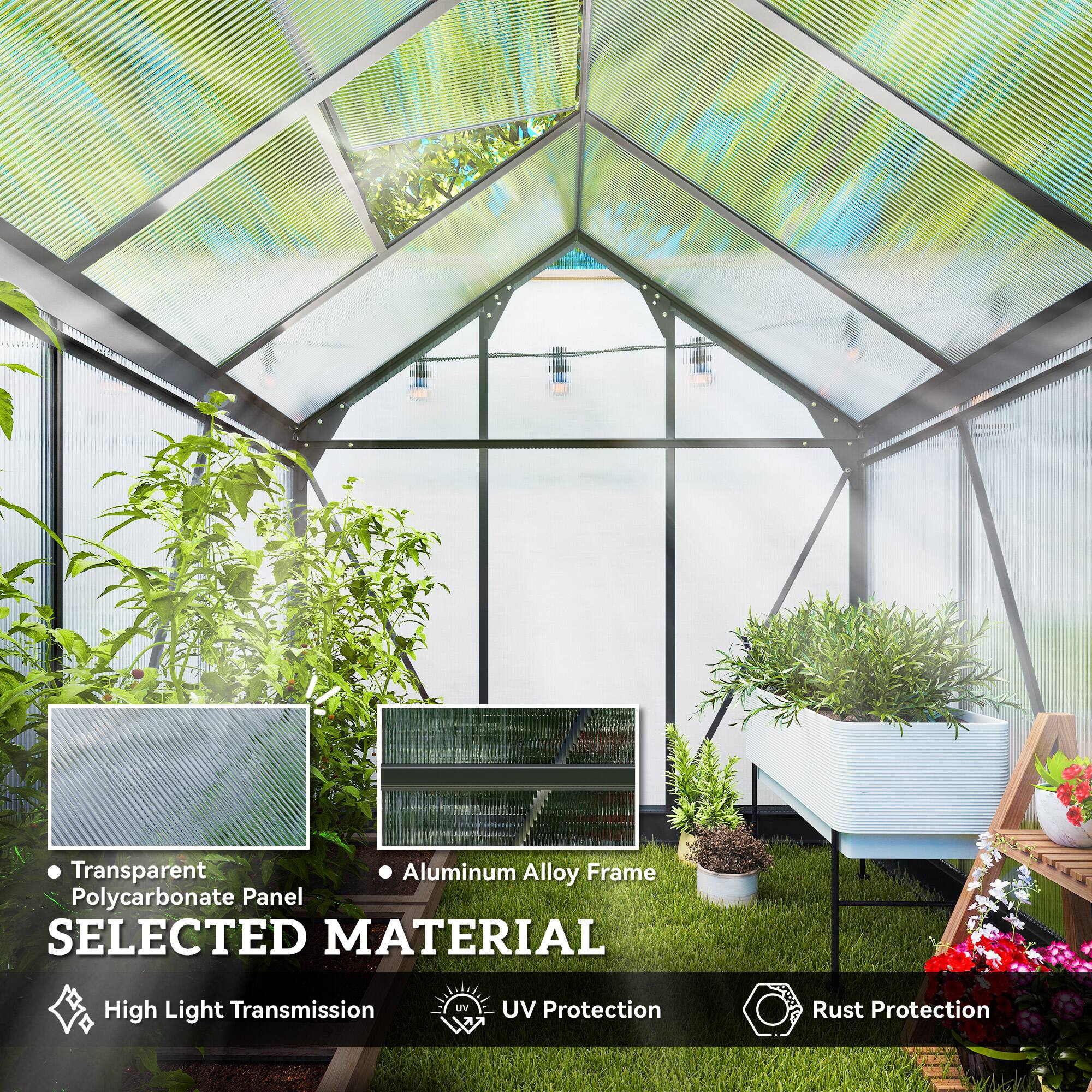 Transparent Aluminum Alloy Frame Polycarbonate Panel  
SELECTED MATERIAL  
- High Light Transmission  
- UV Protection  
- Rust Protection
