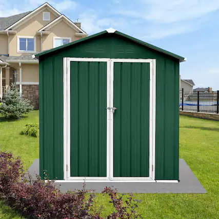 Front. Mondawe - 6x4 Ft Outdoor Storage Sheds with Lockable Door - Green.