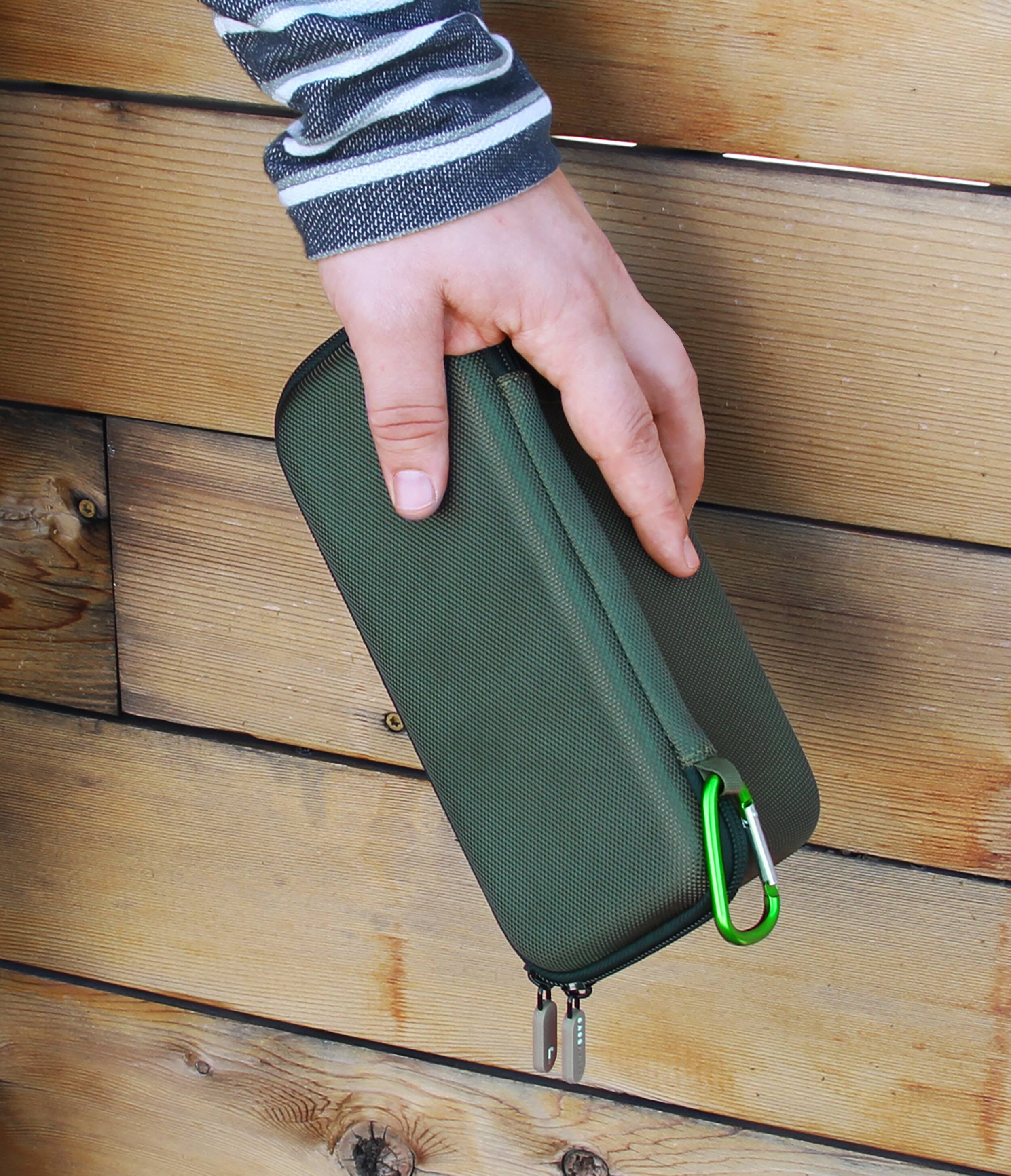 Back. CASEMATIX - Rugged Carry Case Fits Bose Soundlink FlexPortable  Bluetooth Speaker and Charge Cable, Impact Resistant With Carabiner - Green.