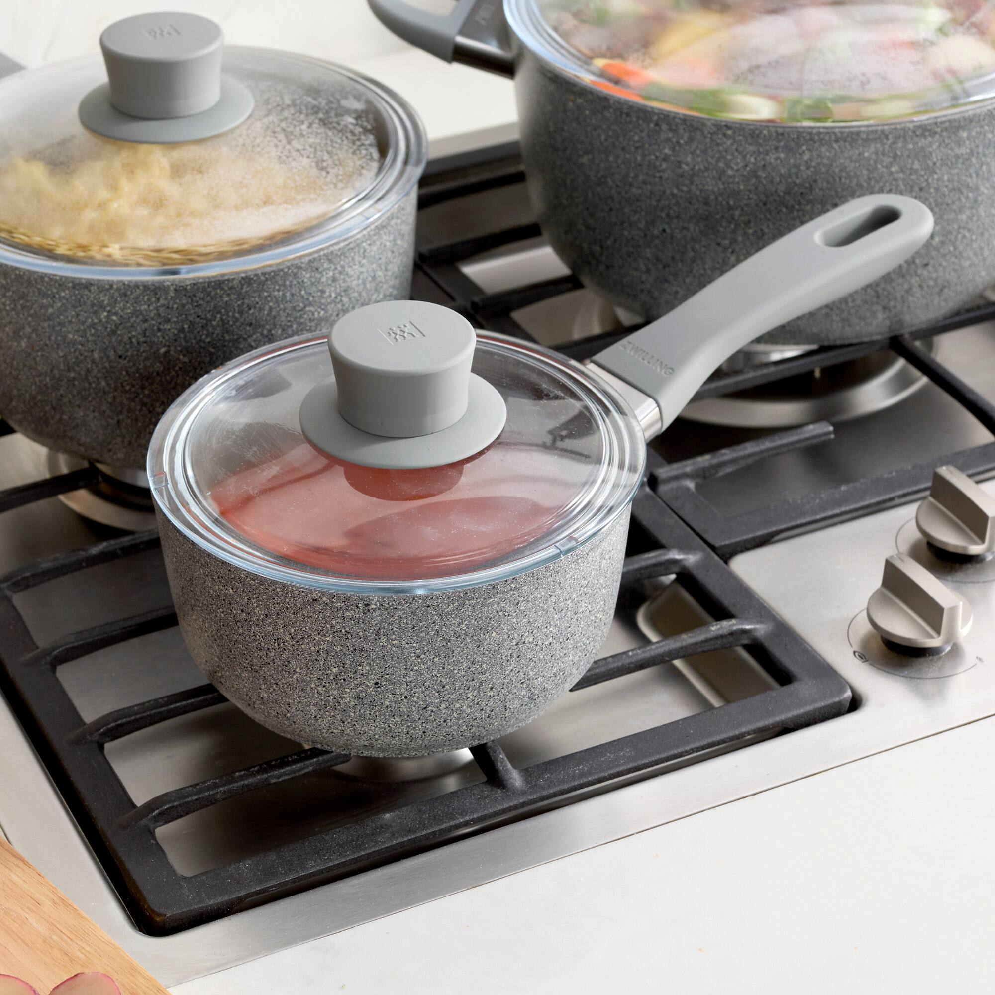 Alt View 2. ZWILLING - ZWILLING Parma Plus 10-pc Aluminum Nonstick Cookware Set - Grey.