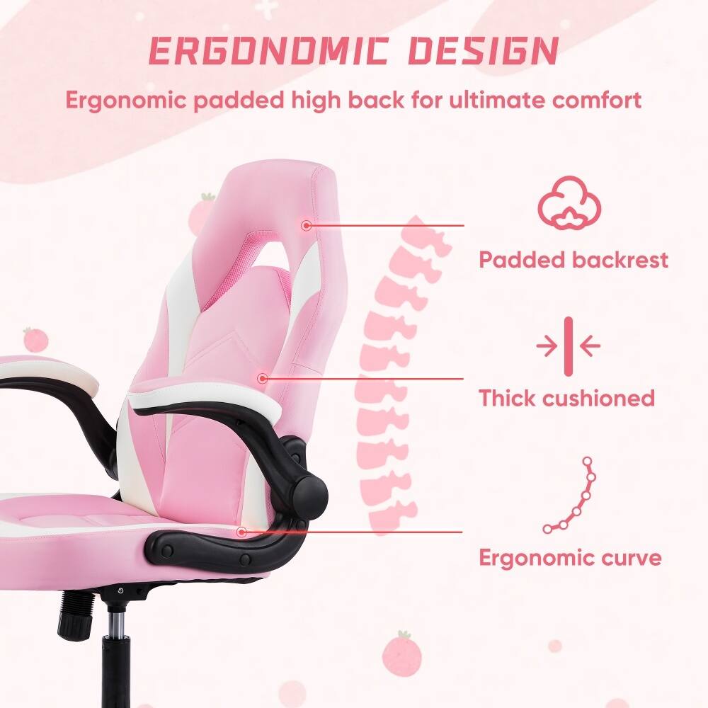 Ergonomic Design: Ergonomic padded high back for ultimate comfort. Padded backrest, thick cushioned, ergonomic curve.