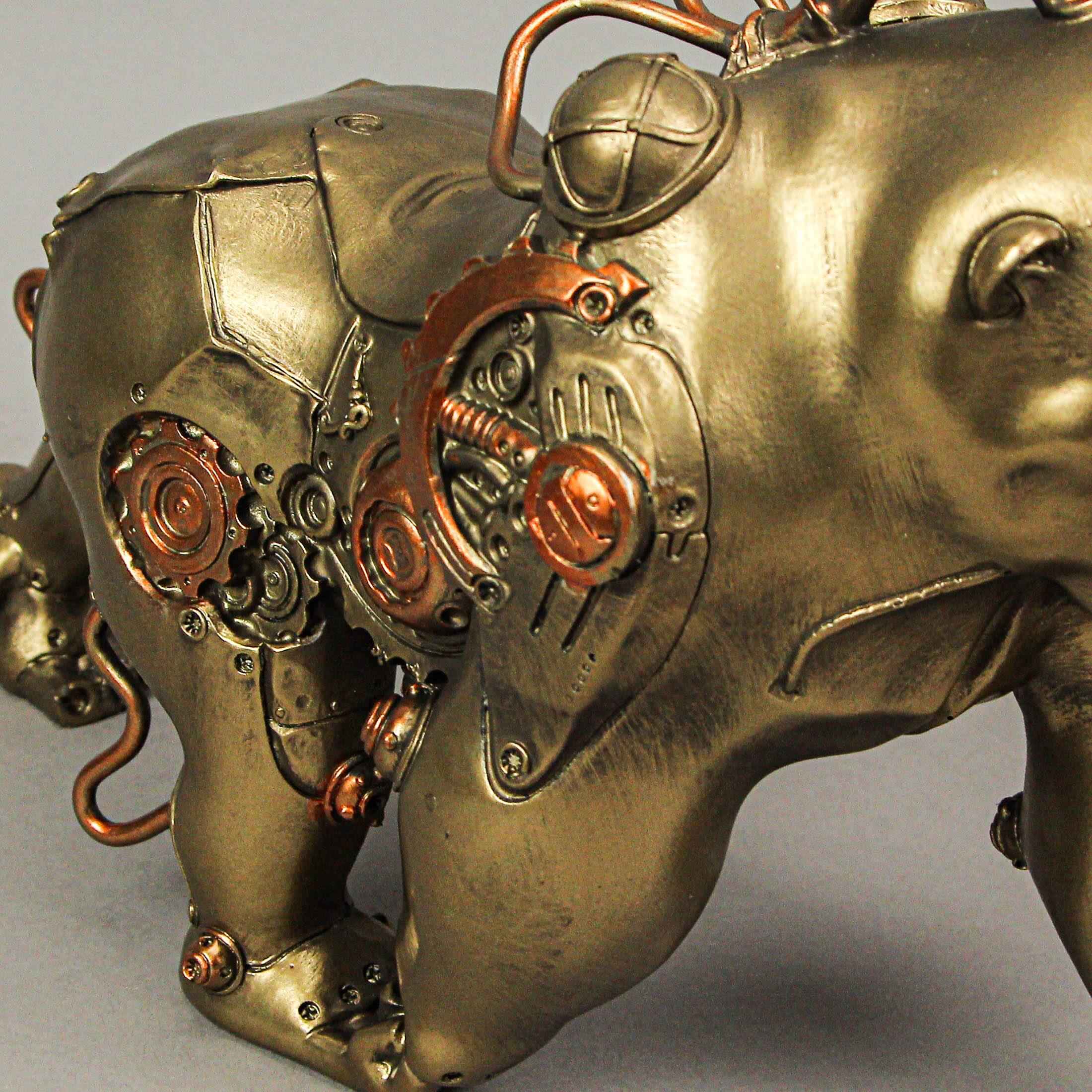 Alt View 7. Zeckos - Resin Bronze Finish Steampunk Gorilla Sculpture Home Decor Statue Figurine Art - Bronze.