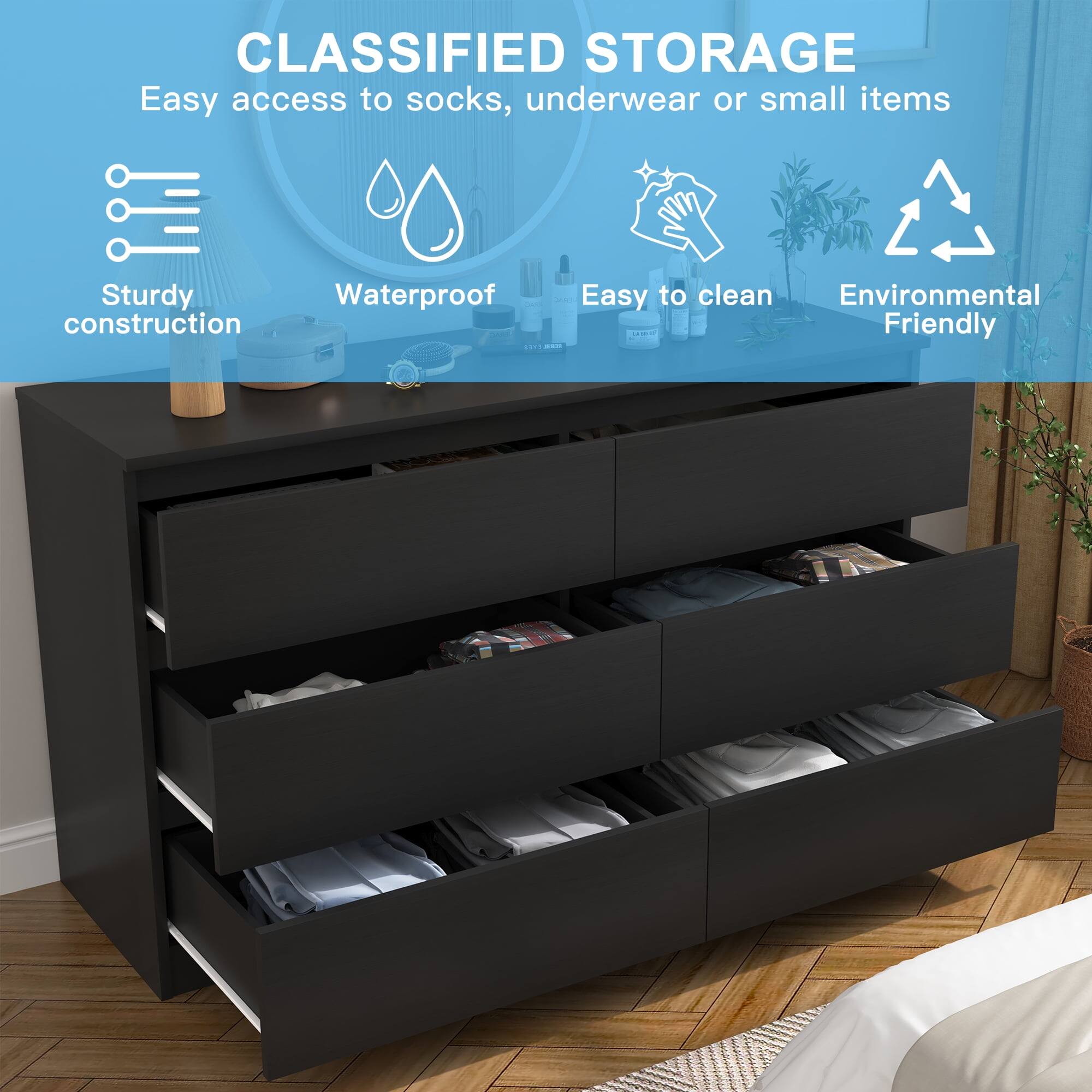 CLASSIFIED STORAGE  
Easy access to socks, underwear or small items  

- Sturdy construction  
- Waterproof  
- Easy to clean  
- Environmental Friendly