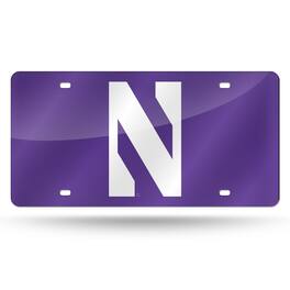 Rico Industries - Northwestern Wildcats Purple Mirrored Laser Cut License Plate Laser Tag - Multi