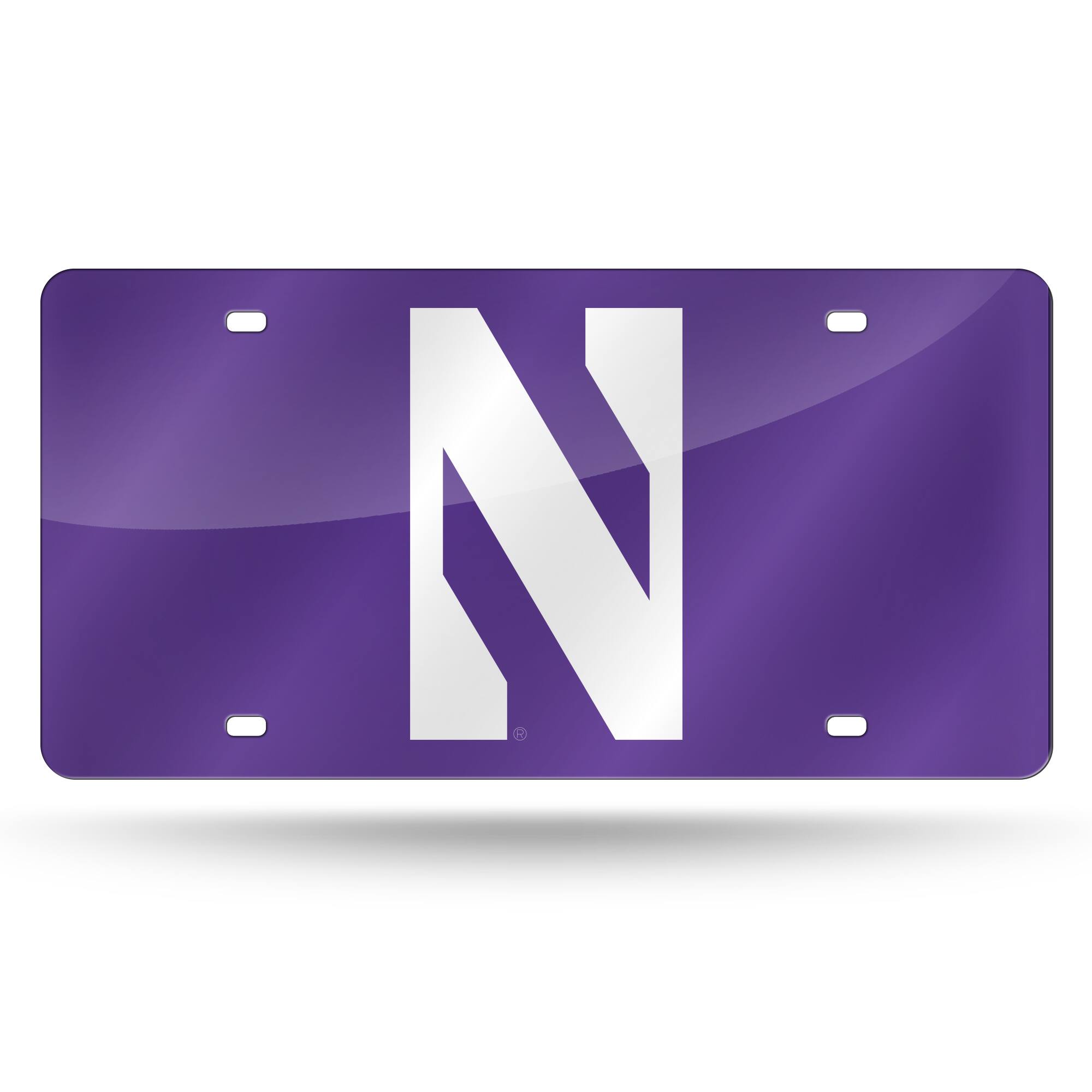 Northwestern Wildcats Purple Mirror Look Acrylic License Plate Laser Tag