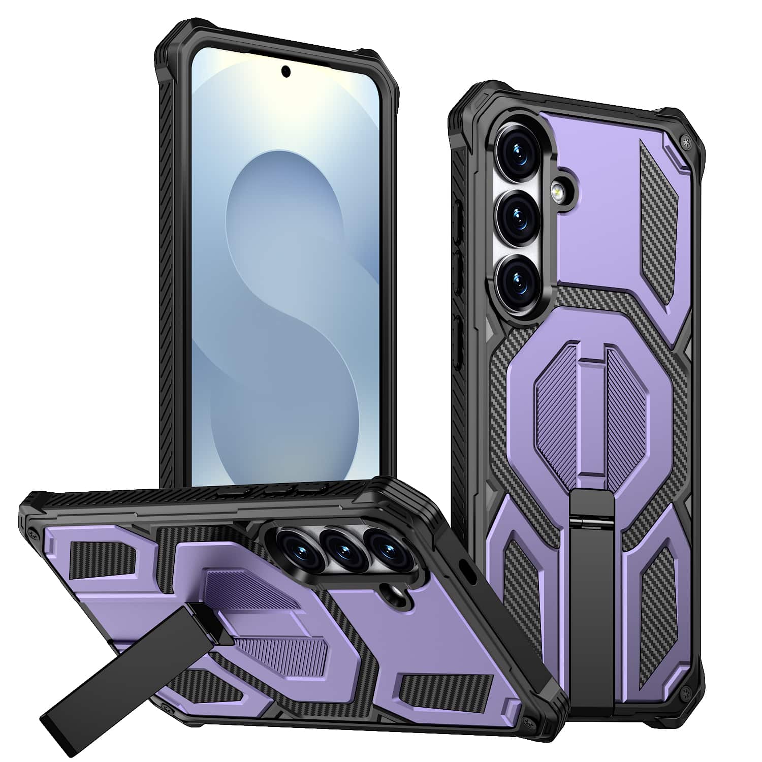 Dteck - Heavy Duty Rugged Magnetic Case For Samsung Galaxy S26, Foldable Kickstand Shockproof Protection Cover - Purple price history on PriceWatchPro