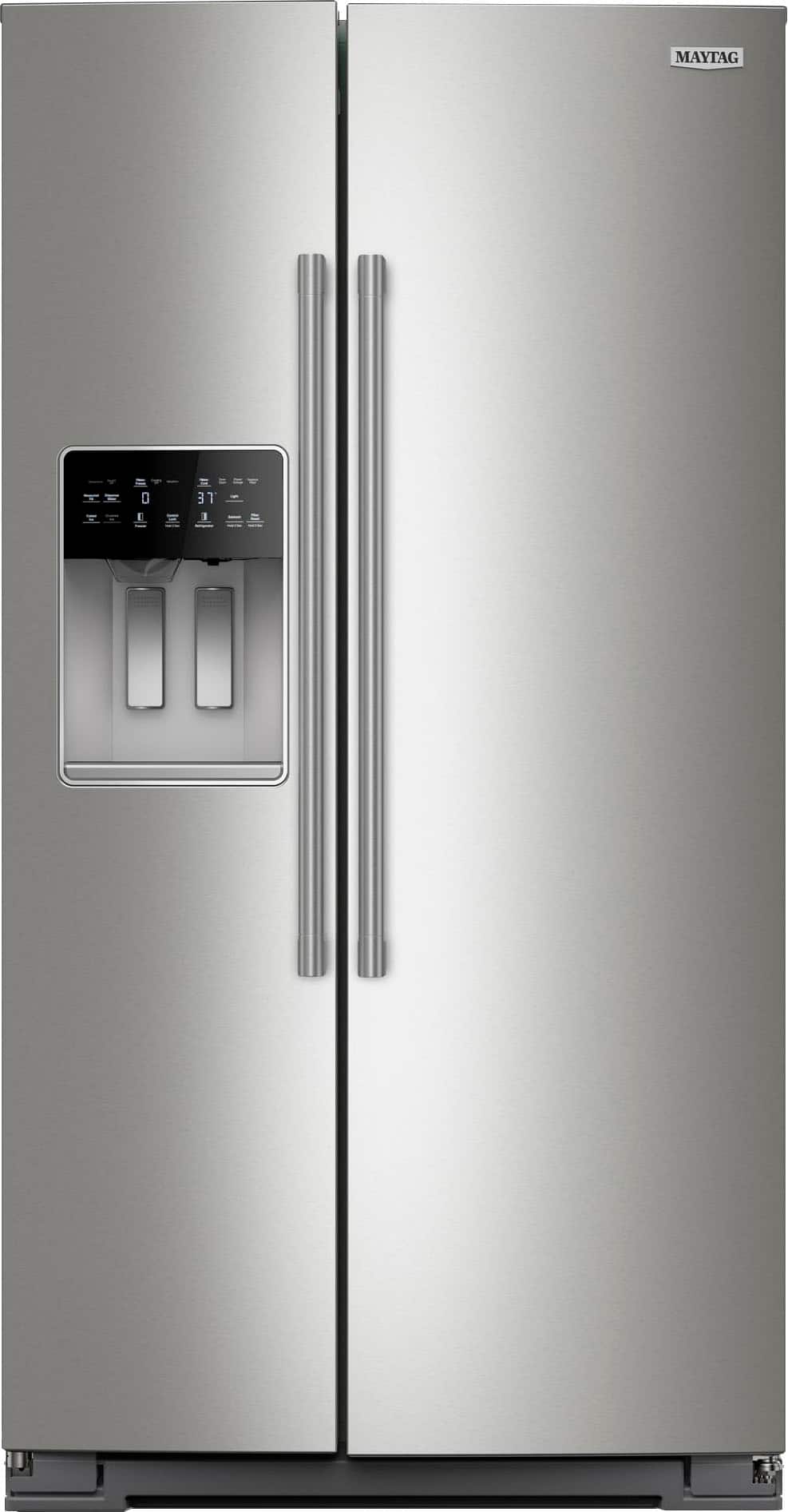 Maytag - 20.85 cu. ft. Counter-Depth Side-by-Side Refrigerator with Arctic Blue Interior - Fingerprint-Resistant Stainless Finish - Front_Zoom