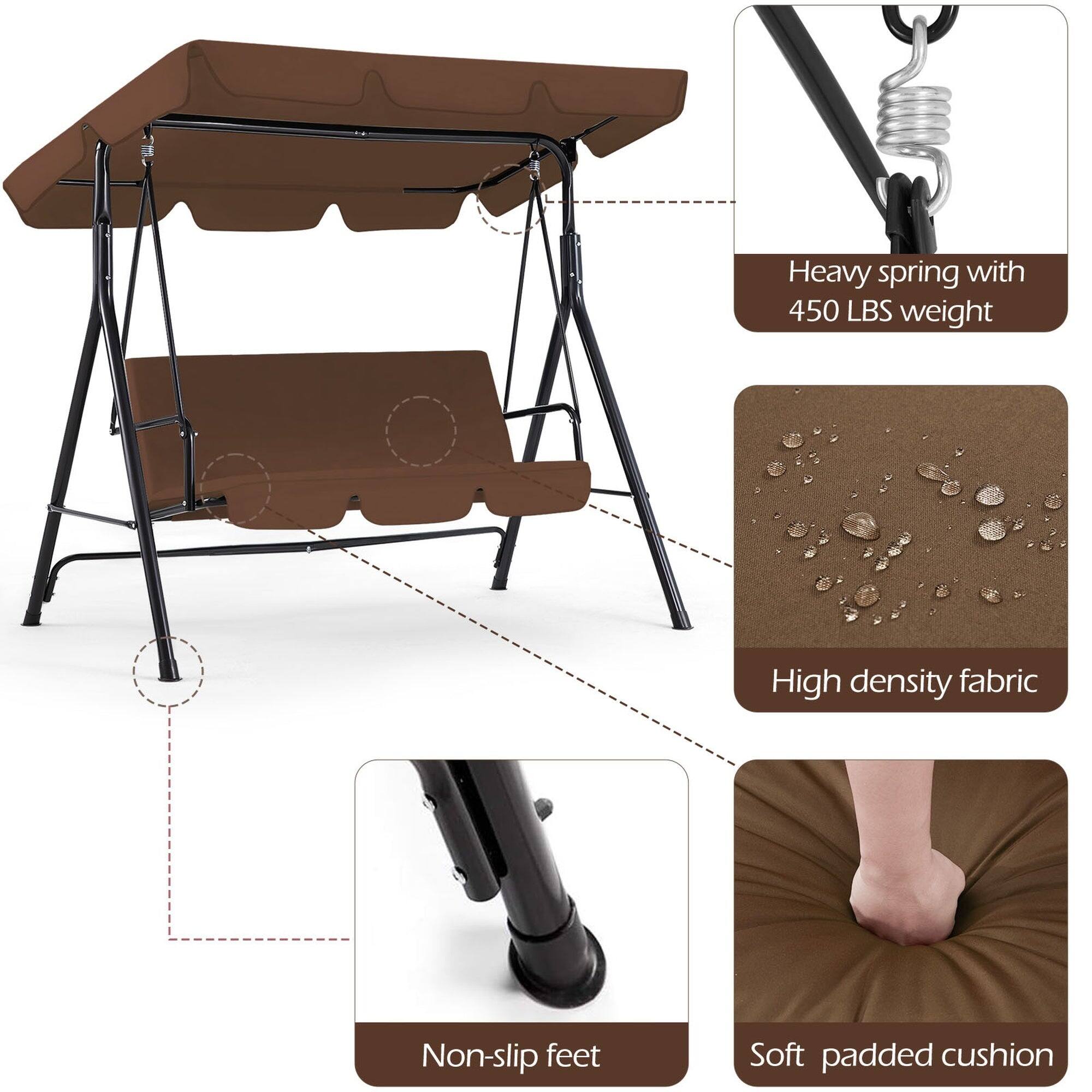 Heavy spring with 450 LBS weight  
High density fabric  
Non-slip feet  
Soft padded cushion