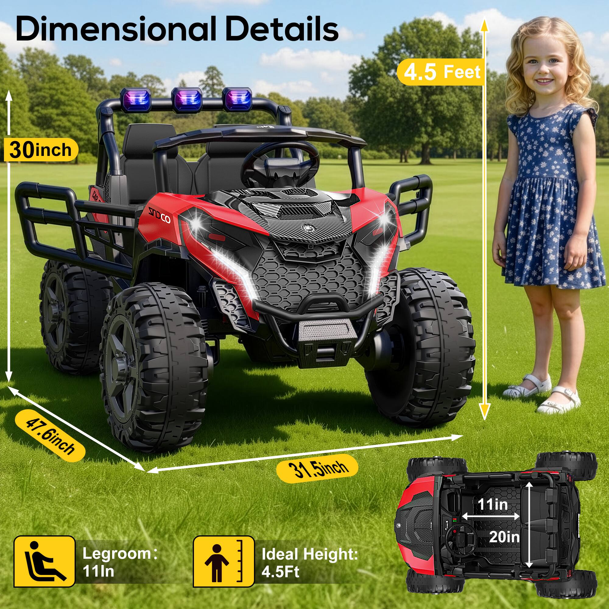 Dimensional Details  
4.5 Feet  
30 inch  
STOCO  
47.6 inch  
31.5 inch  
11 in  
Legroom: 11 in  
Ideal Height: 4.5 Ft  
20 in