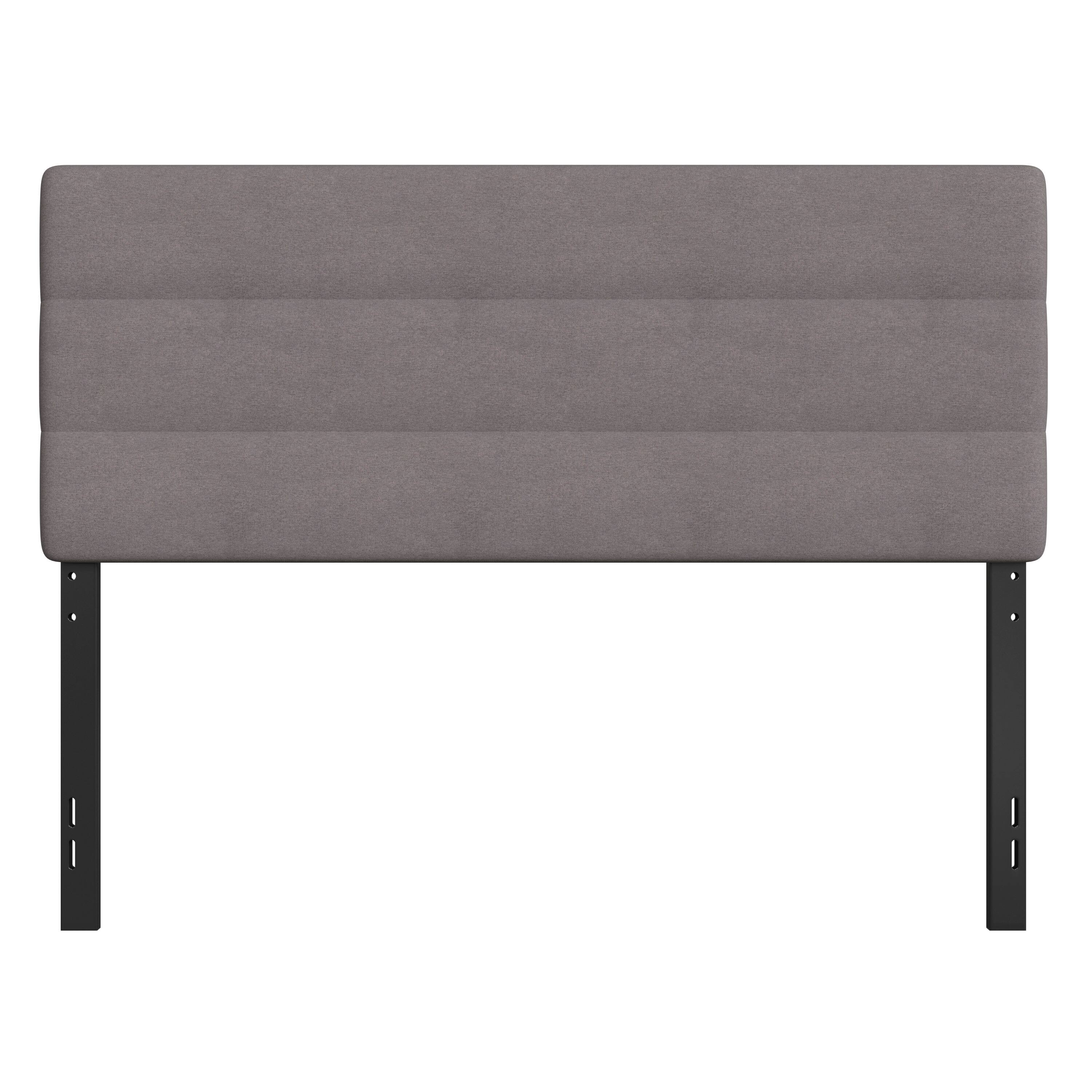 Alt View 9. Emma + Oliver - Gannon Modern Upholstered Headboard with Horizontal Line Stitching and Adjustable Height Rails - Gray.