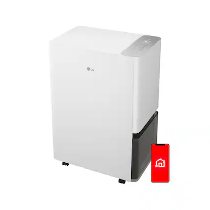 Front. LG - PuriCare Smart 50-Pint Smart Dehumidifier - Energy Star, Continuous Drain Option, 8.6 Quart Bucket Capacity - White.