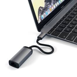 Satechi - Aluminum USB-C Gigabit Ethernet Adapter for MacBook Air/Pro M5/M4, iPad Air/Pro, iPad mini, iPhone - Space Gray