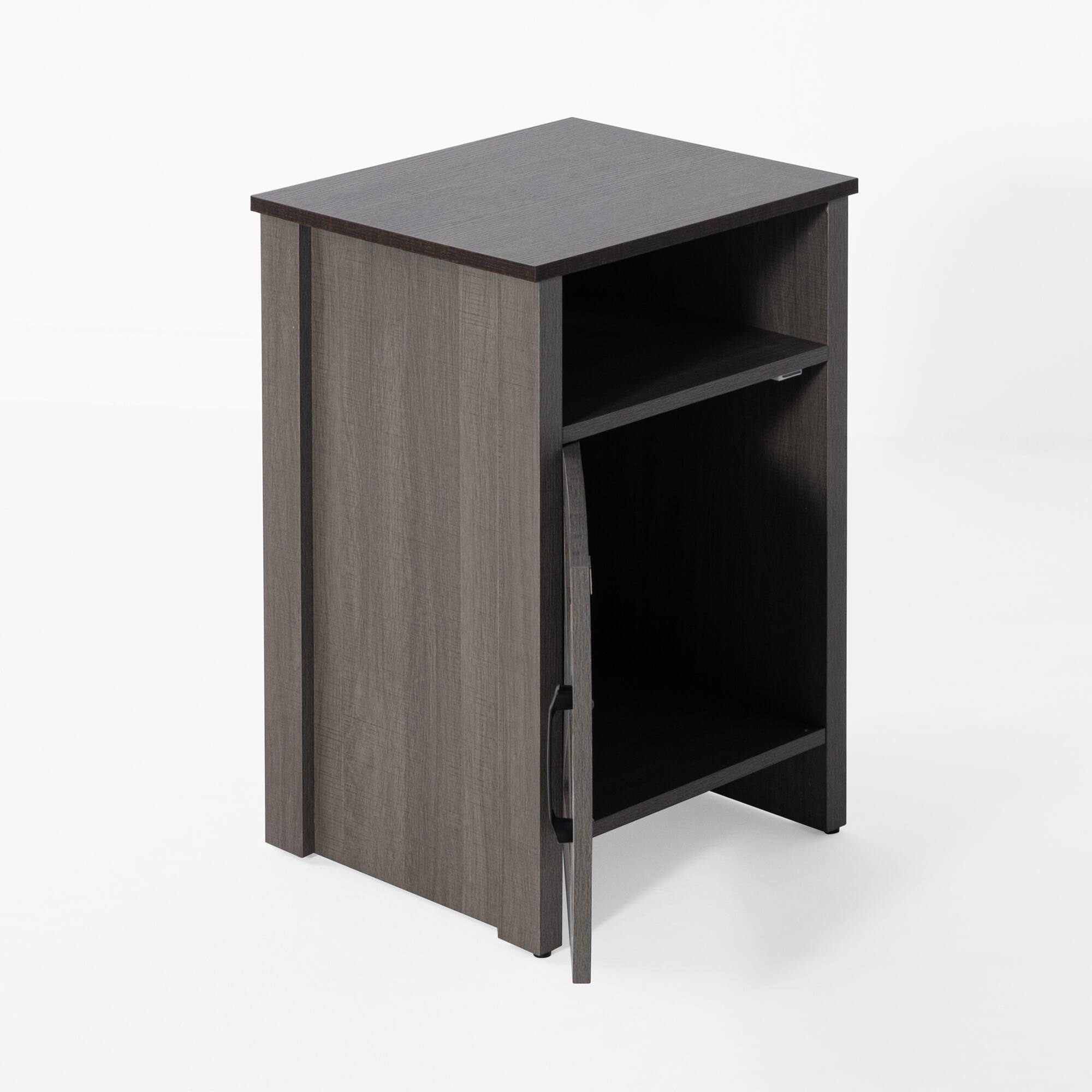 Alt View 7. Vaczon - Two-Tone Farmhouse Style Side Table, Rustic Vintage Nightstand with Storage, Wood End Table for Bedroom & Living Room - Brown，Gray.