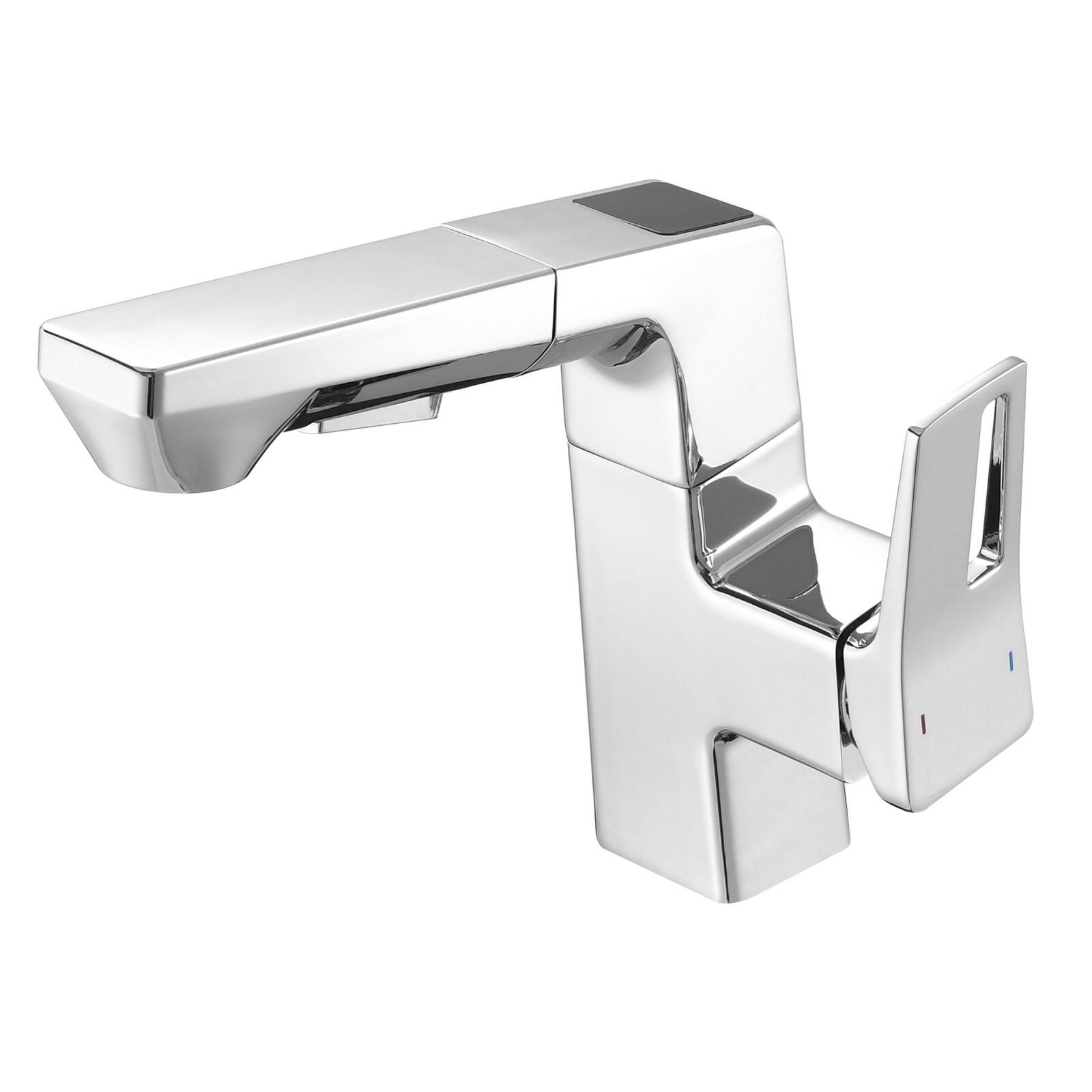 Front. Glintex - Smart LED Bathroom Faucet Chrome - Temperature Digital Display, Pull Down Sprayer for RV and Home Sinks - Chrome.