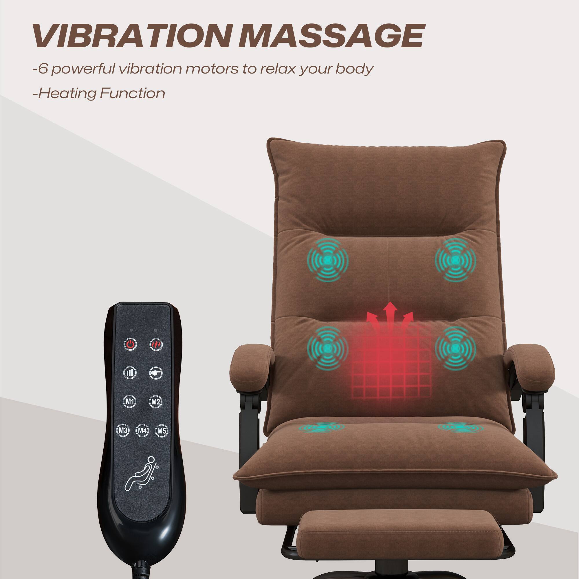 VIBRATION MASSAGE
-6 powerful vibration motors to relax your body
-Heating Function
M1 M2 M3 M4 M5