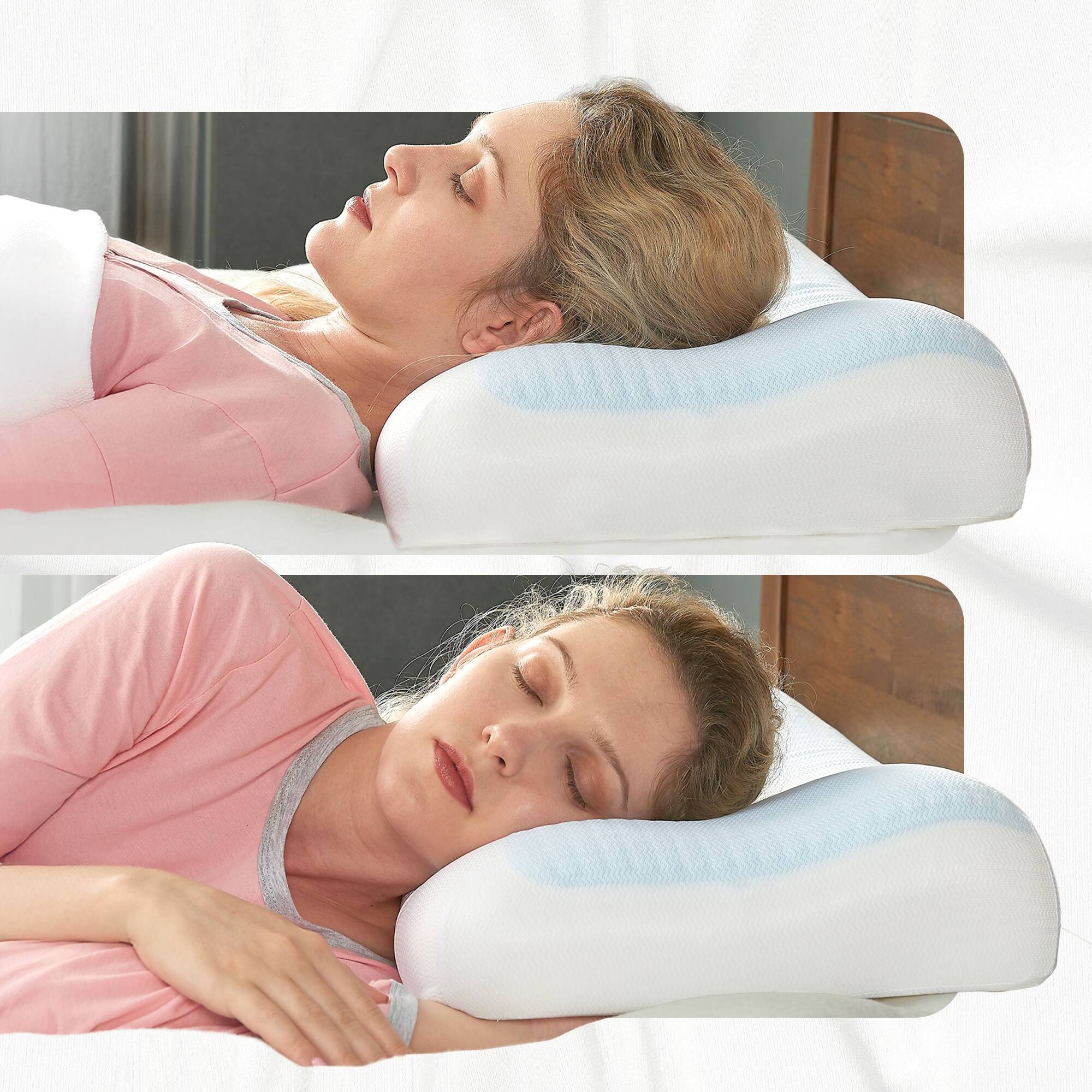 Alt View 1. Cheer Collection - Gel Memory Foam Cooling Pillow – Breathable Support for Neck and Shoulder Relief - White.