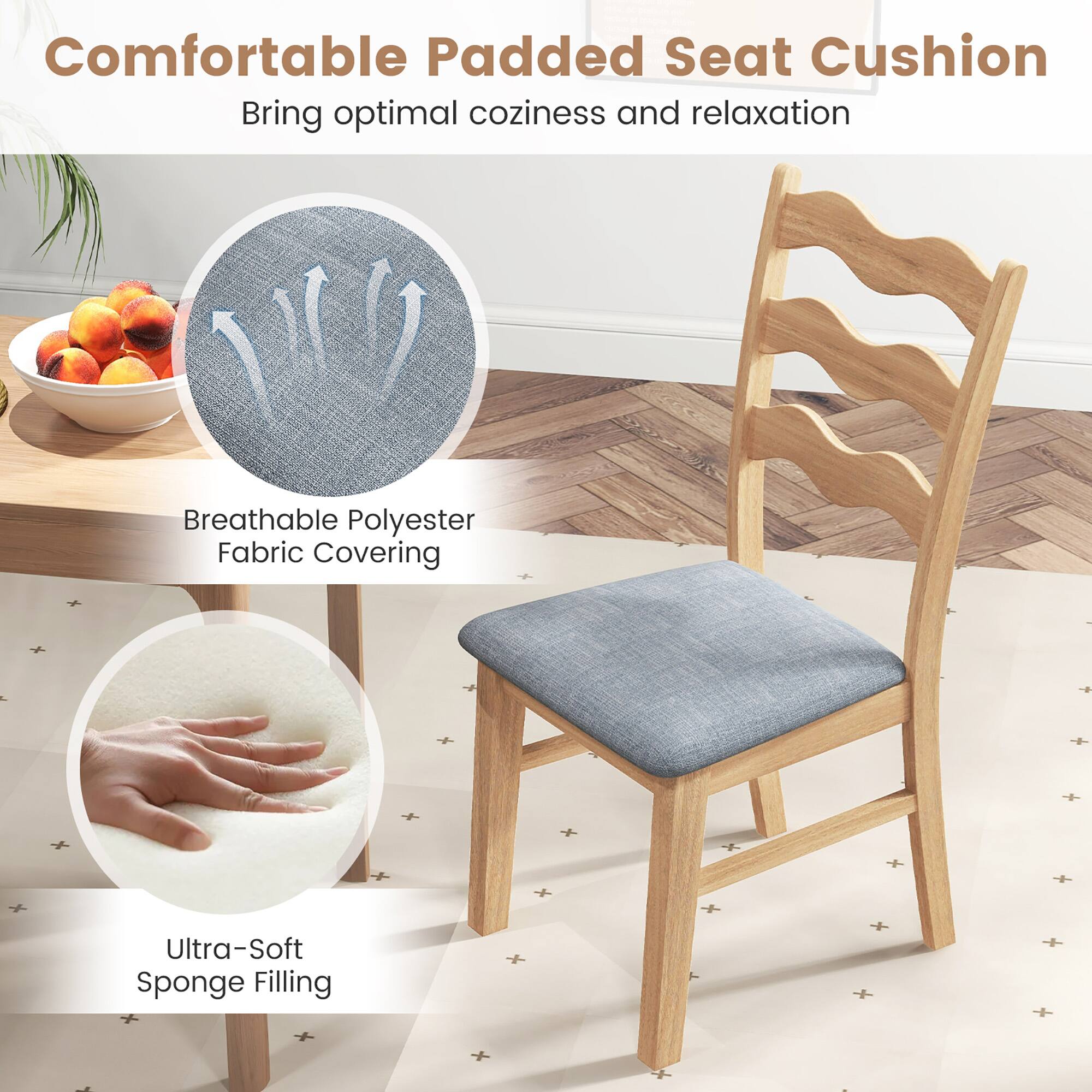 Comfortable Padded Seat Cushion  
Bring optimal coziness and relaxation  

Breathable Polyester Fabric Covering  

Ultra-Soft Sponge Filling