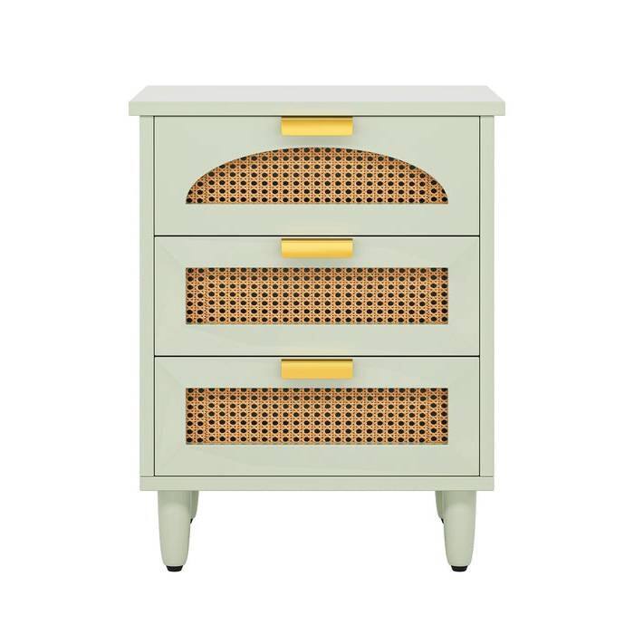 Hivvago - Retro Mid-Century Modern 3 Drawer Bedside Table Nightstand - Mint Green