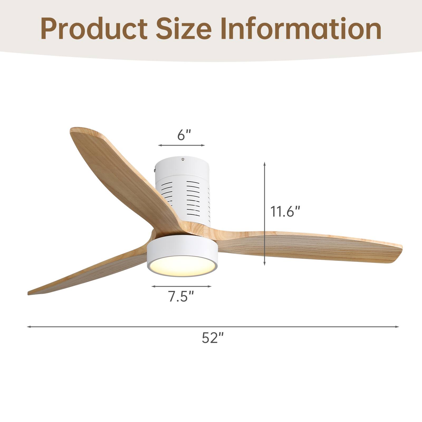 Product Size Information

- 6"
- 11.6"
- 7.5"
- 52"