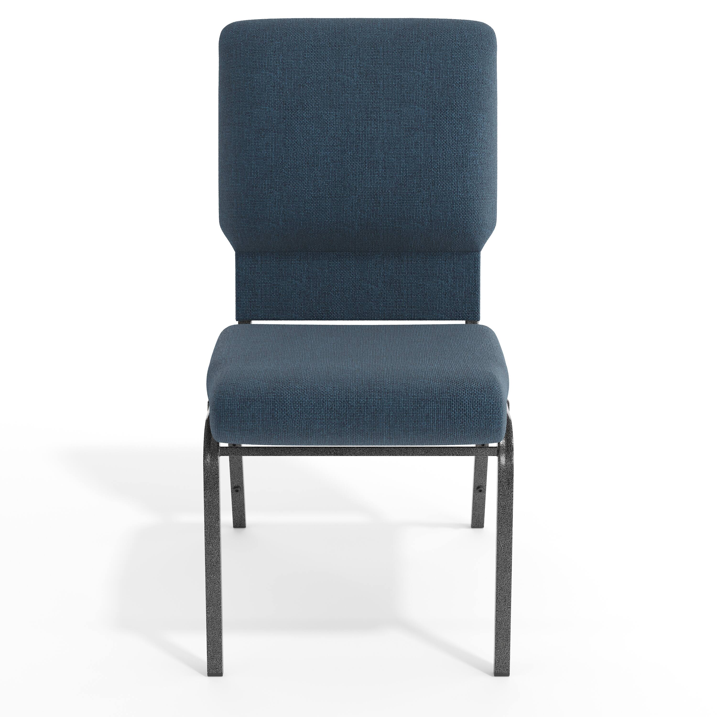 Alt View 9. Emma + Oliver - Church Chairs 18.5 in. Wide - Navy Fabric/Silver Vein Frame.