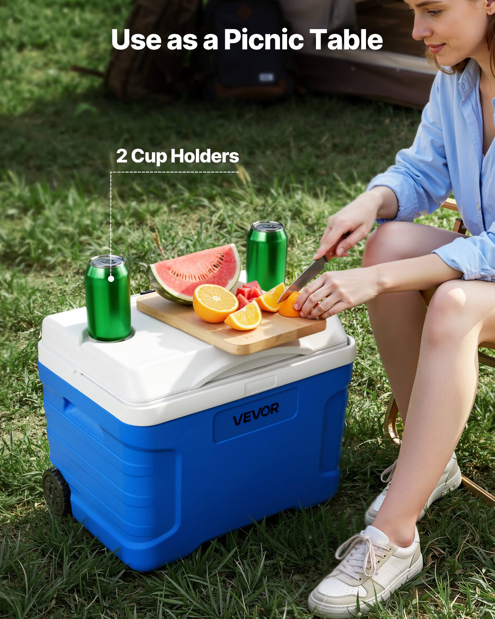 Use as a Picnic Table

2 Cup Holders

VEVOR