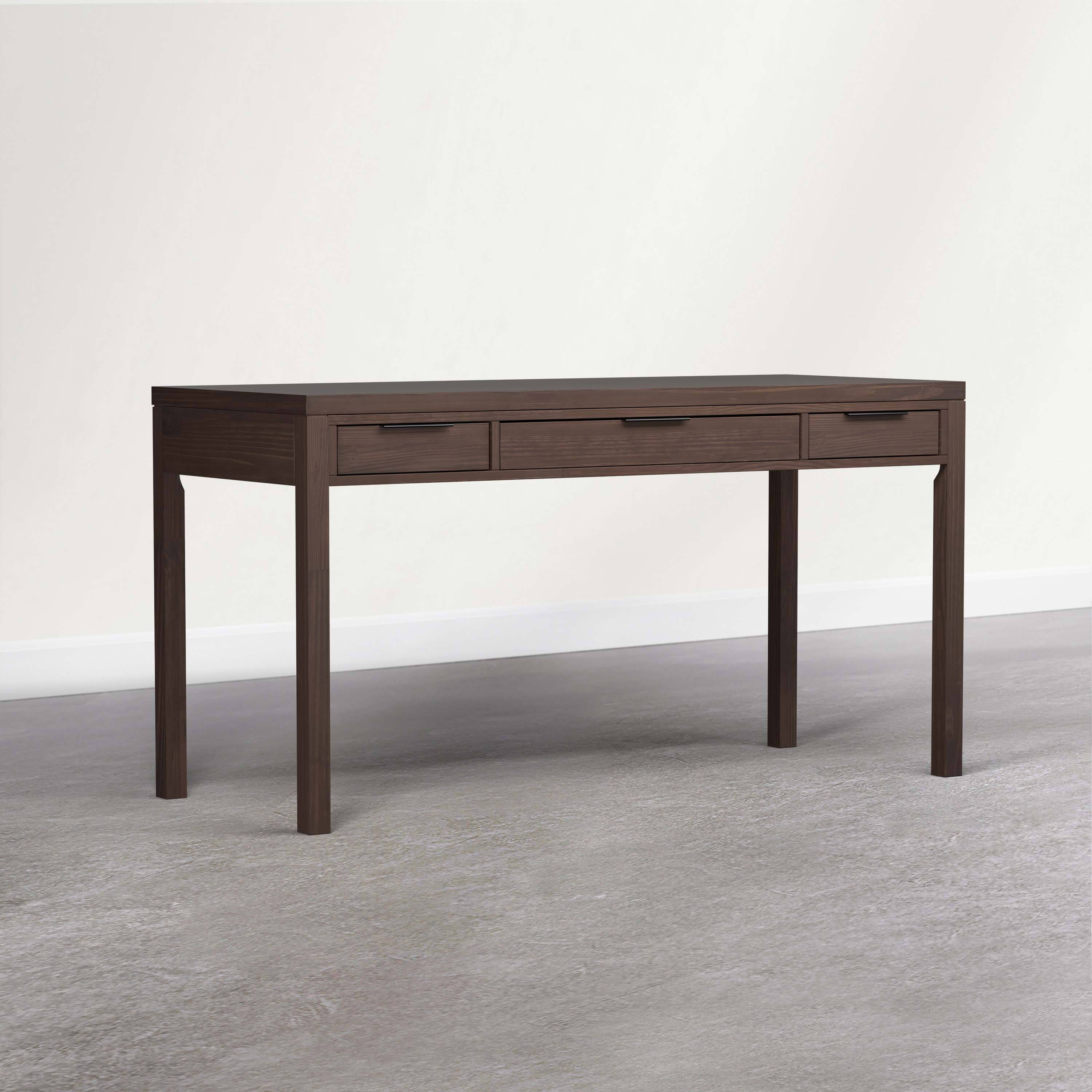 Angle. Simpli Home - Hollander 60 inch Wide Solid Wood Writing Desk, Dark Brown Walnut - Dark Brown Walnut.