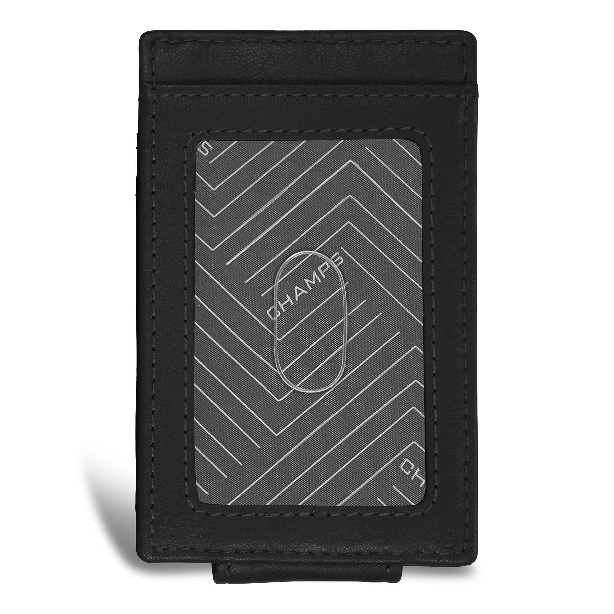 Back. Champs - Onyx Collection Leather Mag Card Case - Black.