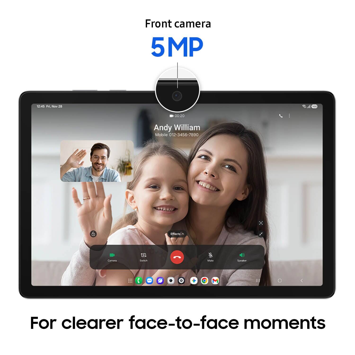 Front camera 5MP

12:45 Fri Nov 28

Andy William
Mobile 012-3456-7890

For clearer face-to-face moments