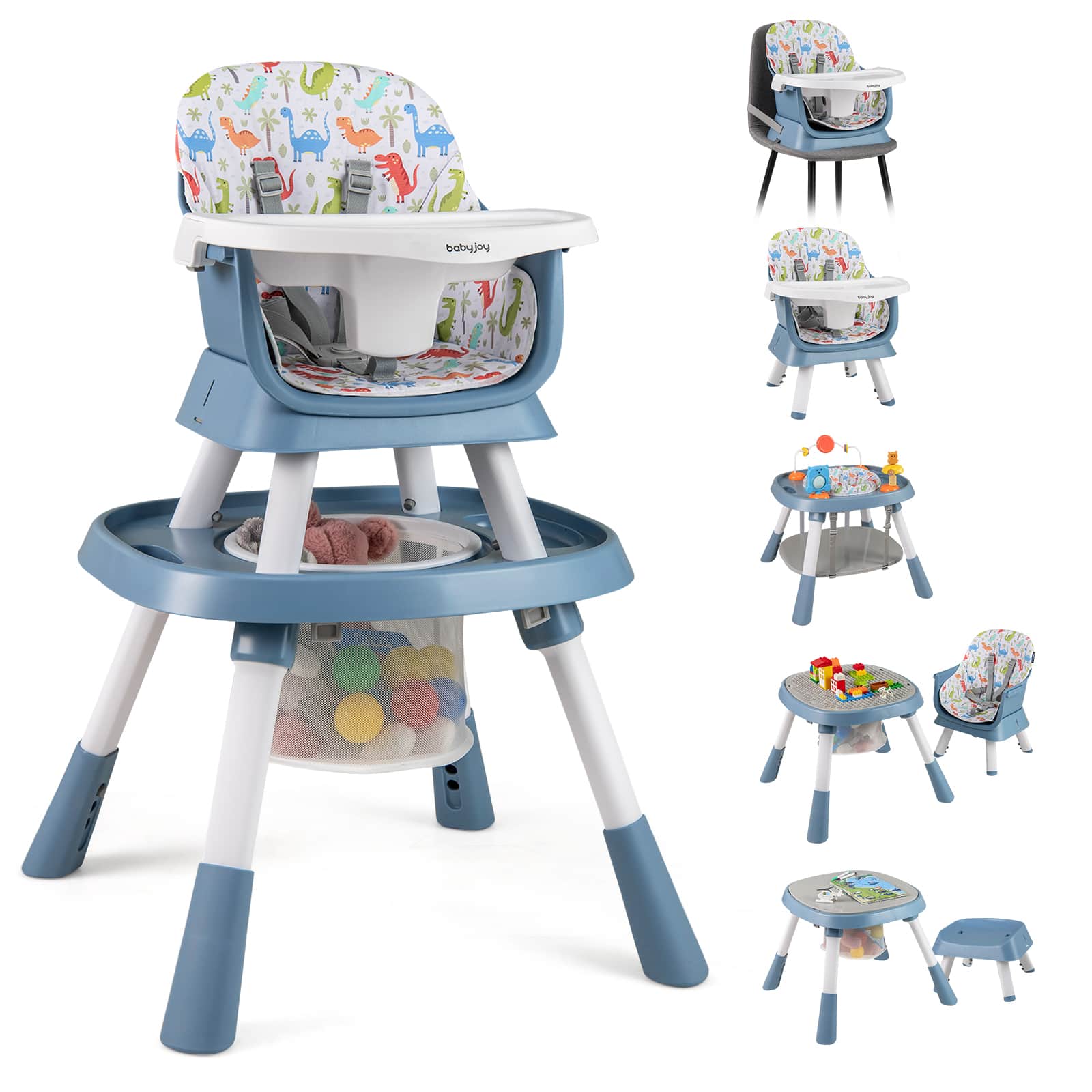 Gymax - 16-in-1 Baby High Chair w/ Activity Center Booster Seat Building Block Table Celadon - Green