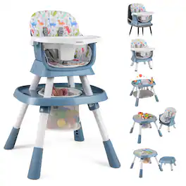 Gymax - 16-in-1 Baby High Chair w/ Activity Center Booster Seat Building Block Table Celadon - Green