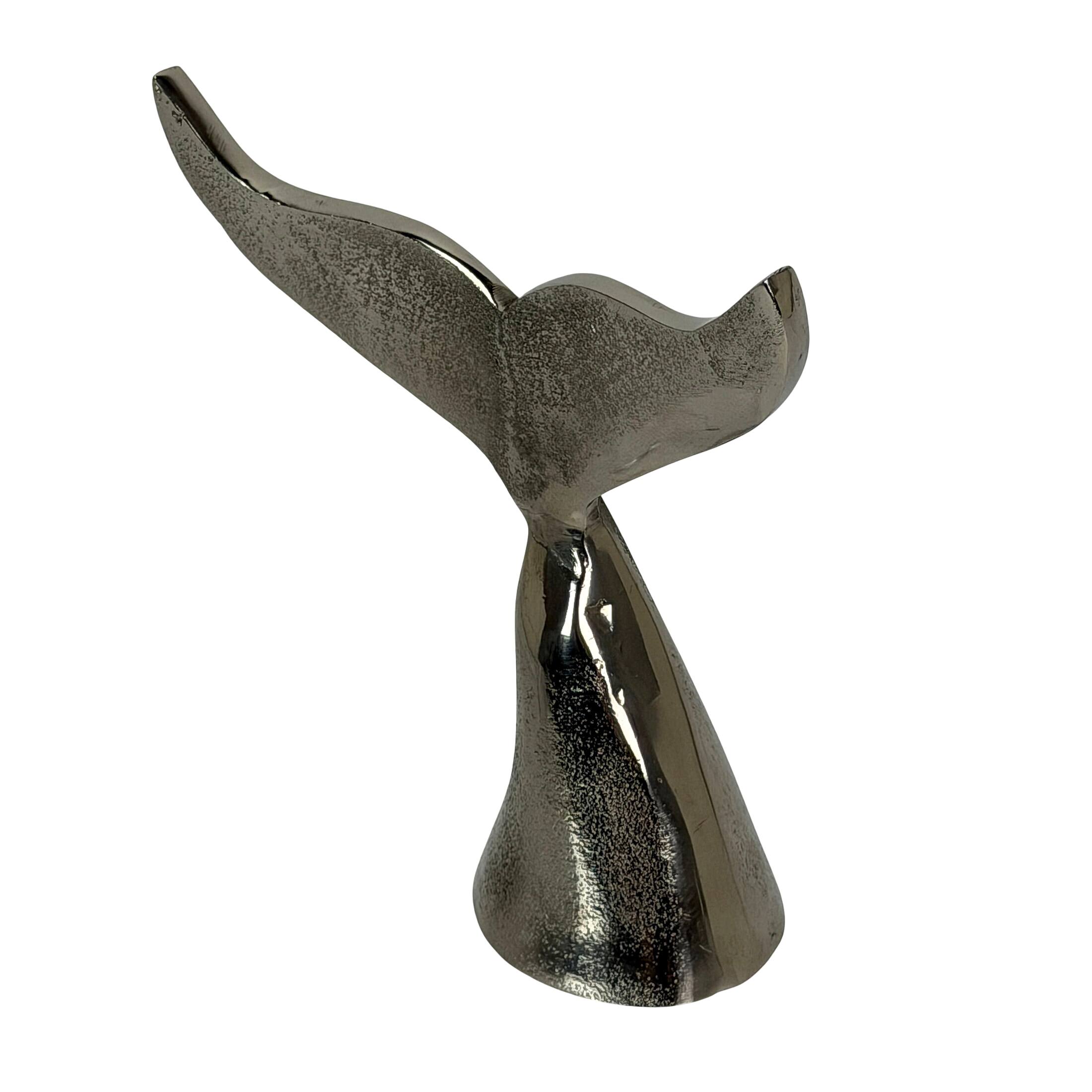 Alt View 2. Things2Die4 - Decorative Whale Tail Bookends Set of 2 Silver Cast Aluminum 7 In - Silver.
