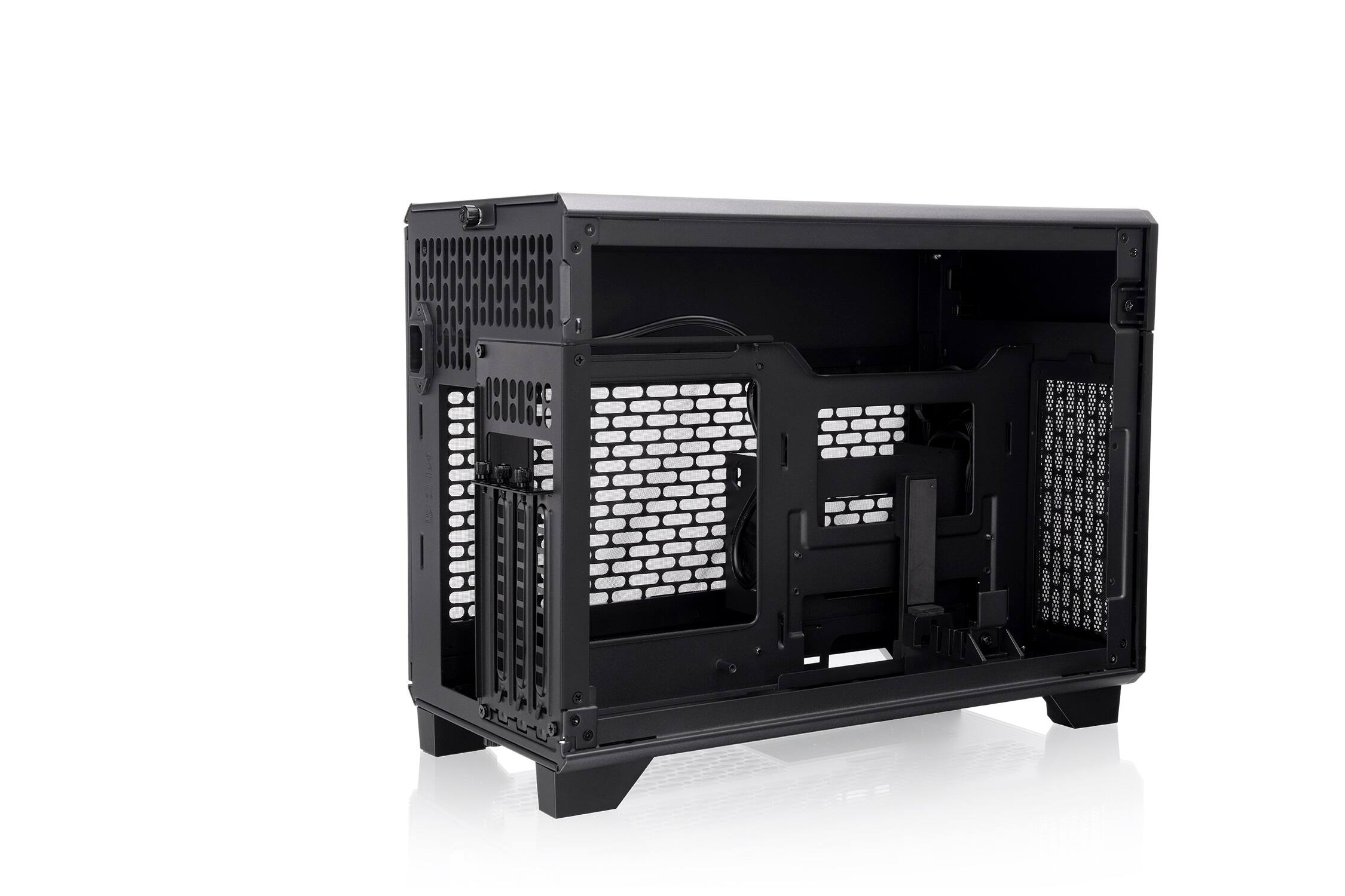 Alt View 4. Thermaltake - TR100 SFF mITX Mini Tower PC Case with PCIe 4.0 Riser Cable Included - Black.