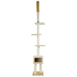 TRIXIE - Santander Plush & Sisal Adjustable 96"-108" Cat Tower with Scratching Posts - Beige