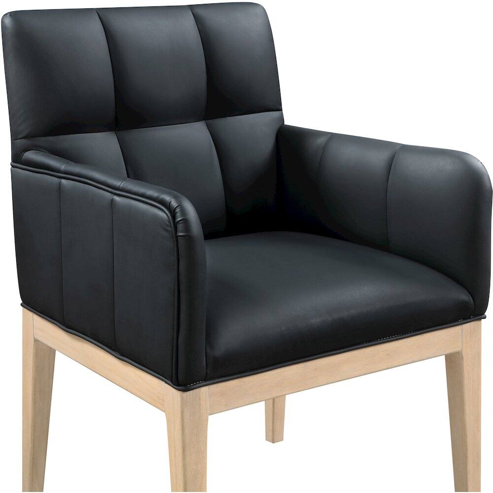 Alt View 4. Meridian Furniture - Adrian Black Vegan Leather Dining Arm Chair, Set of 2 - Black.