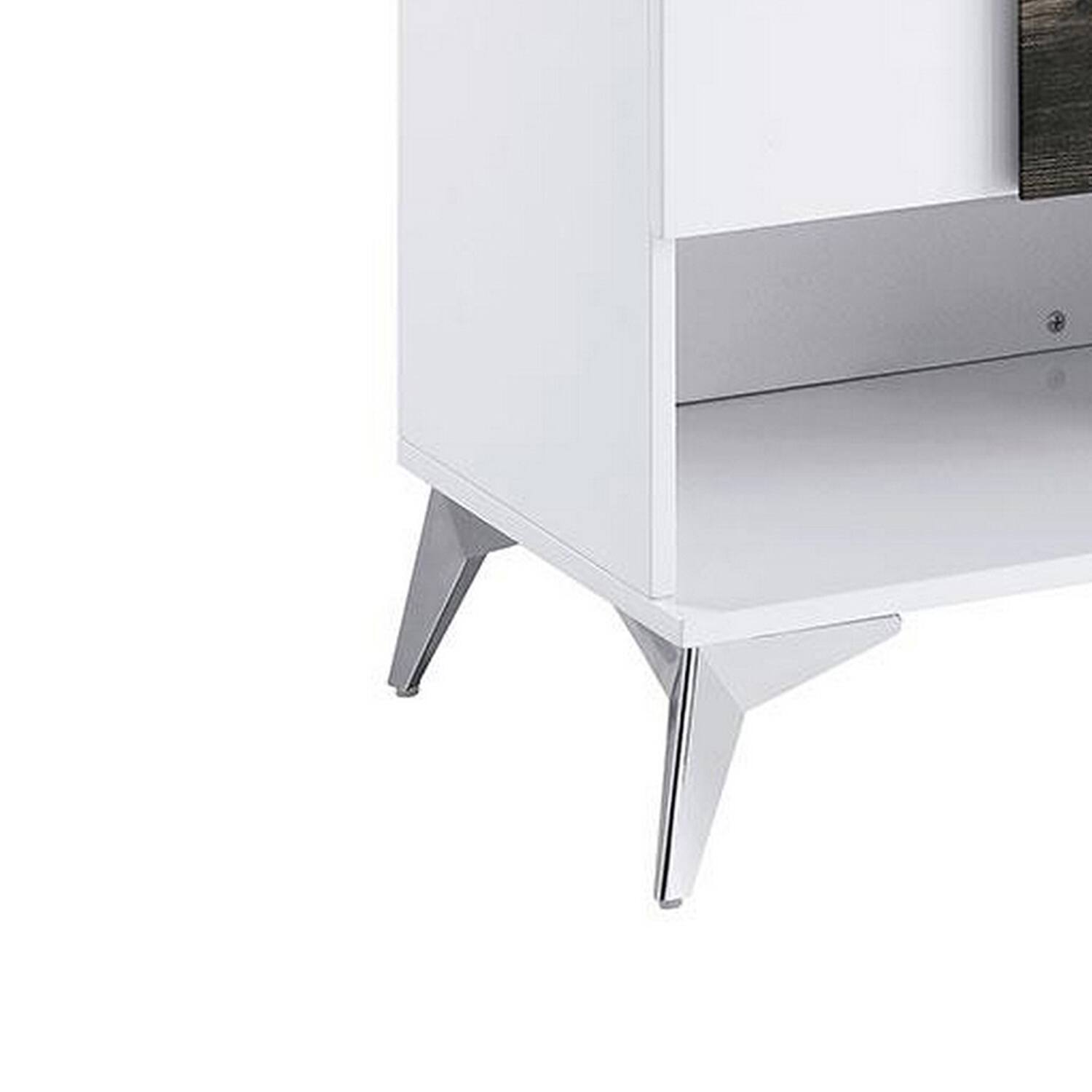 Alt View 3. Manhattan Lane - Two Tone End Table with Open Shelf, White and Brown - White, Brown.