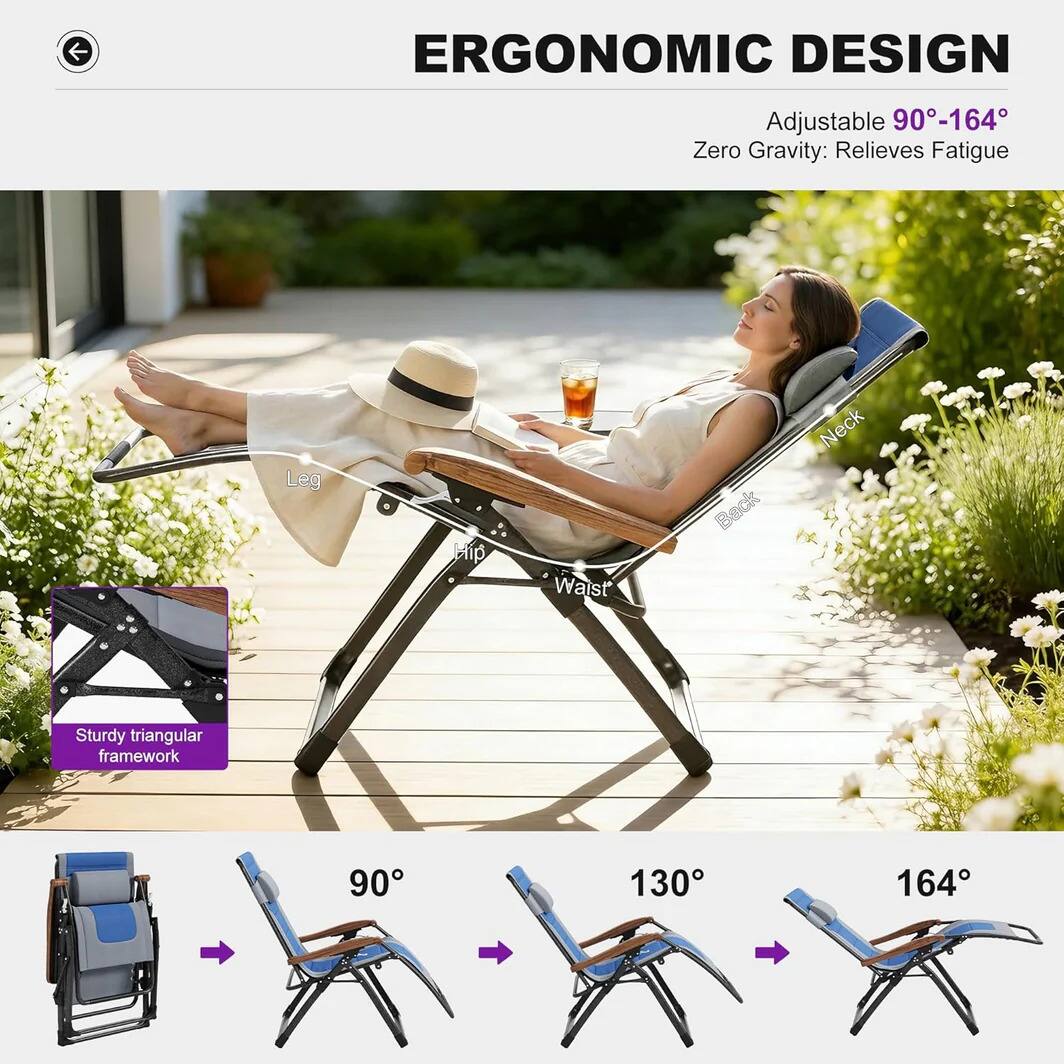 PURPLE LEAF ExtraWide Outdoor Chaise Lounge Patio Zero Gravity