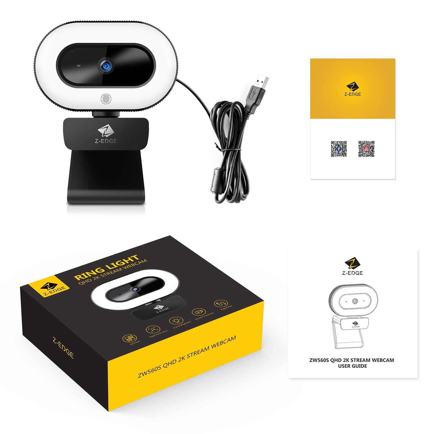 Edge 15 4GB RW 無線 カメラ Windows10 Office Z Edge ZW560S QHD 2K Stream Auto Focus Webcam for PC/Desktop