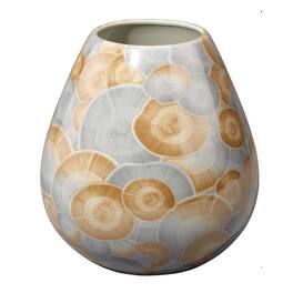 Manhattan Lane - Aery Decorative Vase, Printed Pattern Glossy Ceramic, 8 Inch - Blue, Brown
