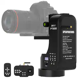 Topteng - PT-5000 Remote Control Pan-Tilt Head - 11lbs Load, 360° Rotation, 2.4G Remote, Dual-Axis for Camera/Live Streaming