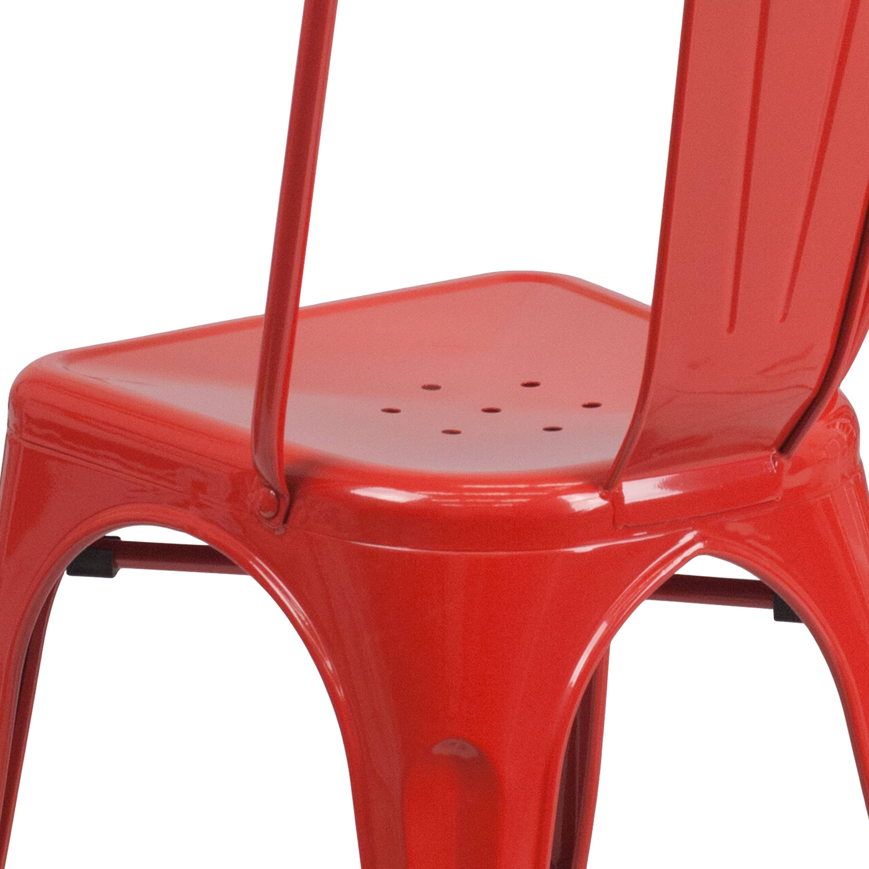 Alt View 9. Emma + Oliver - Commercial Grade Colorful Metal Indoor-Outdoor Stackable Dining Chair - Red.