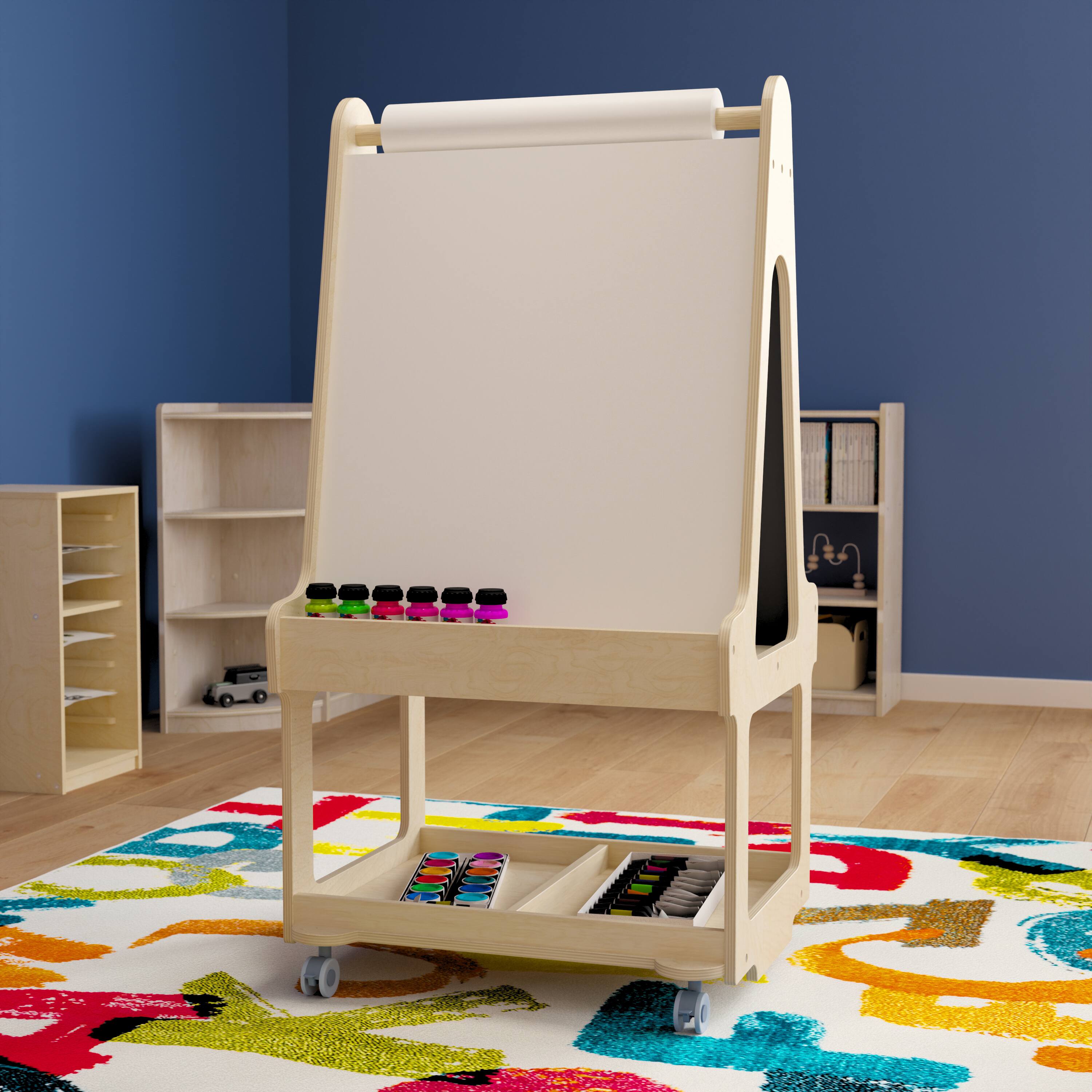 Flash Furniture Bright Beginnings Commercial Wooden Mobile Dual Sided 2 ...