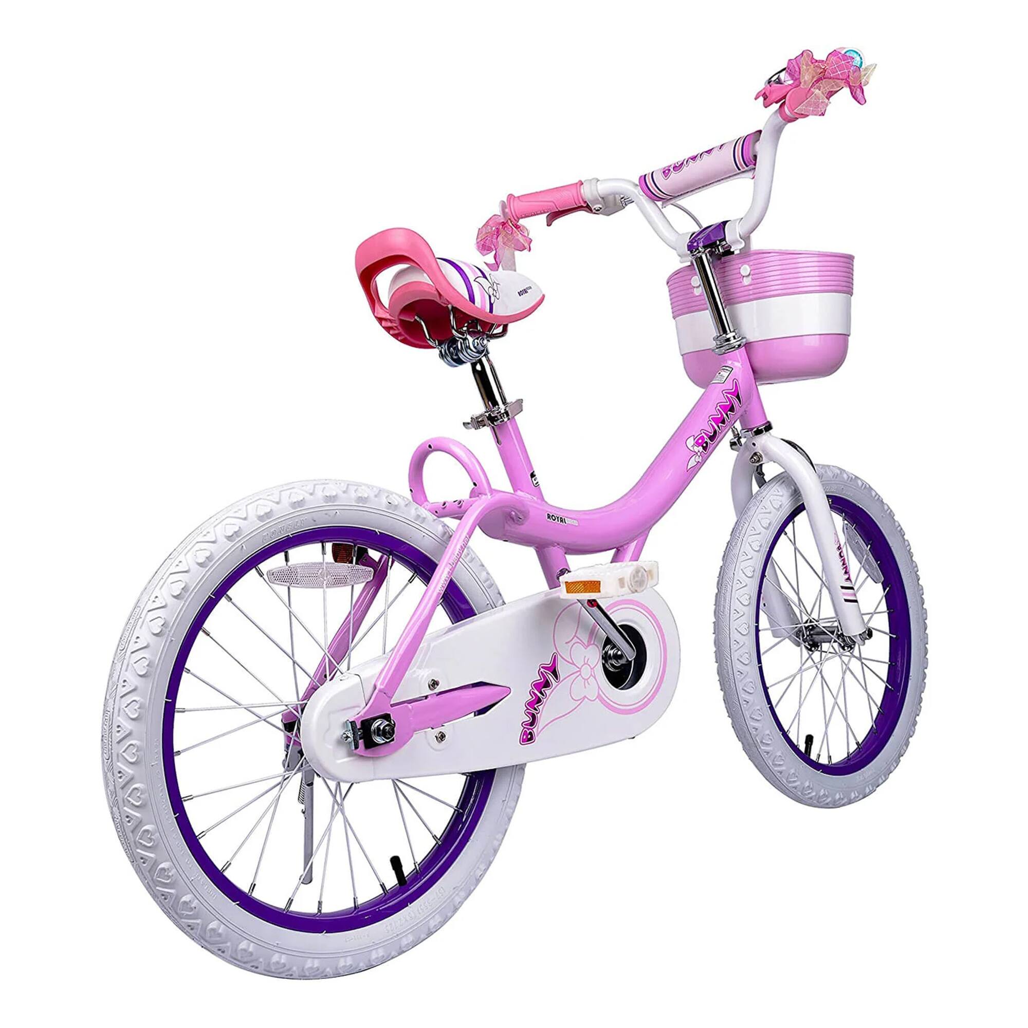 Alt View 5. RoyalBaby - RoyalBaby Bunny 18" Kids Bike with Kickstand, Dual Brakes, Basket & Bell, Pink - Bunny/Pink Purple.