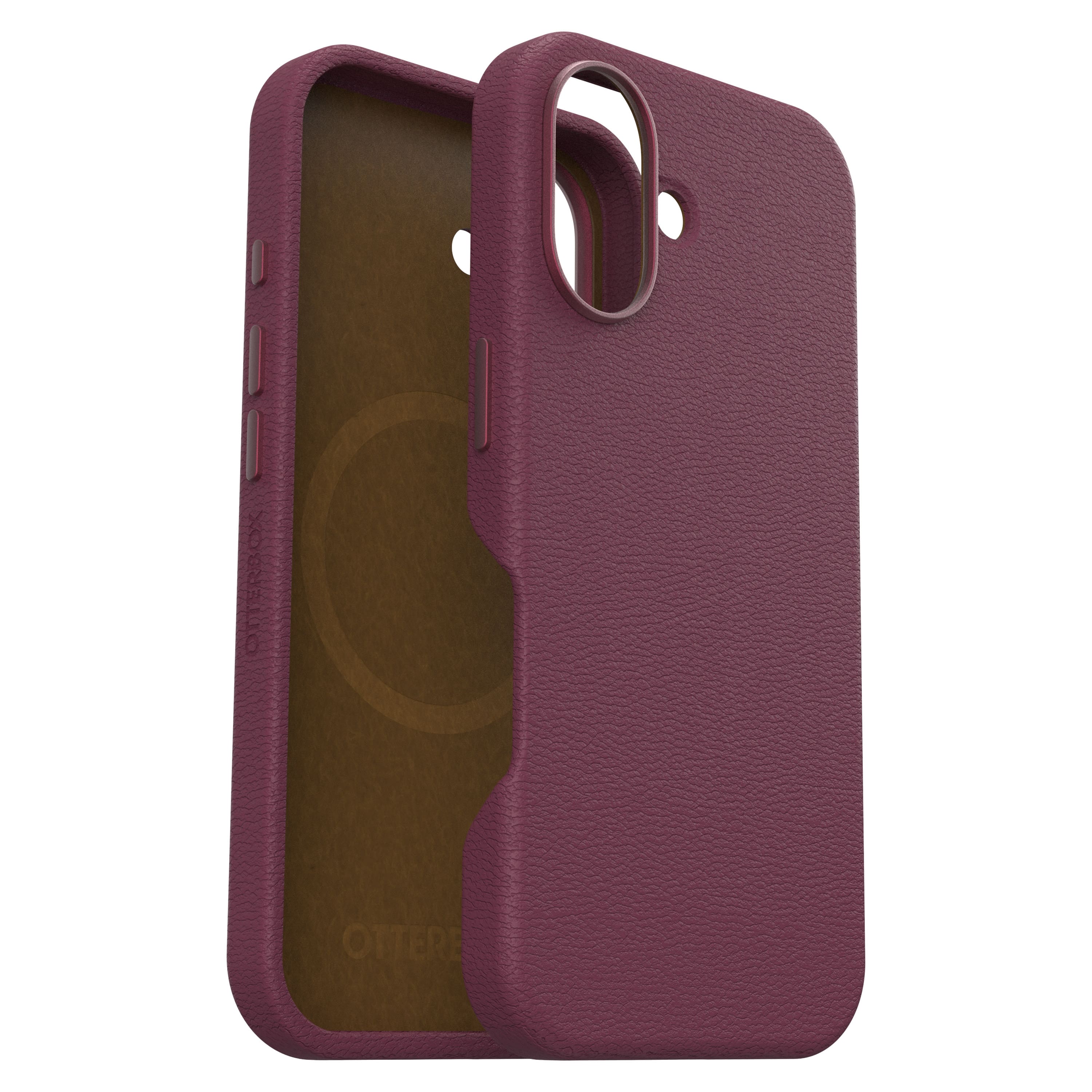 OtterBox - Symmetry Cactus Leather Series Hard Shell for MagSafe for Apple iPhone 16 - Maroon Bells - Front_Zoom